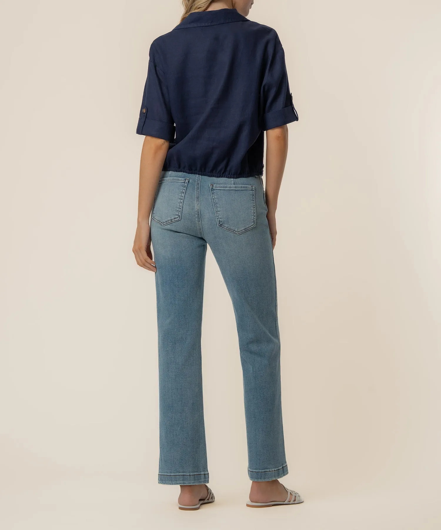 Rebel Linen Knot Front Shirt in Navy sold by Kut from the Kloth product image thumbnail 3