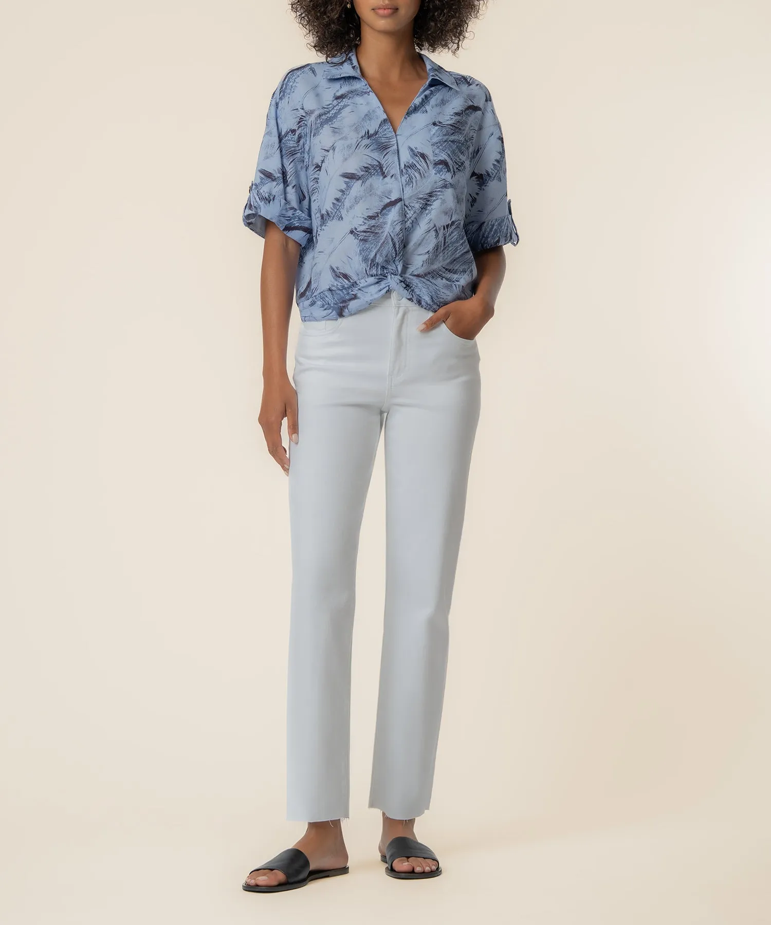Rebel Linen Knot Front Shirt sold by Kut from the Kloth