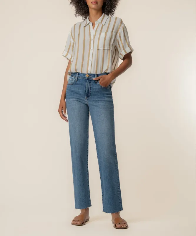 Aida Stripe Top in Golden/Off White made by Kut from the Kloth