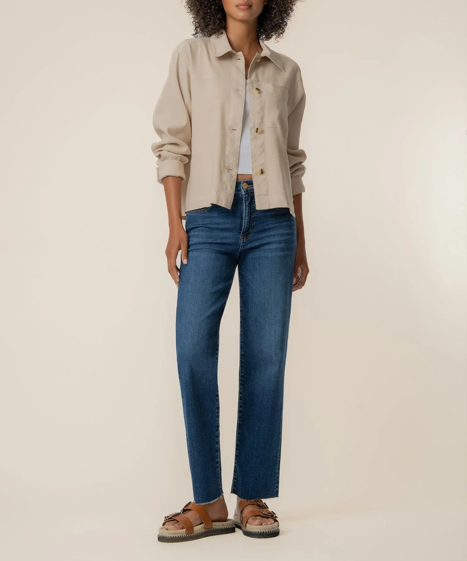 Bellamy Linen Jacket in Sand sold by Kut from the Kloth