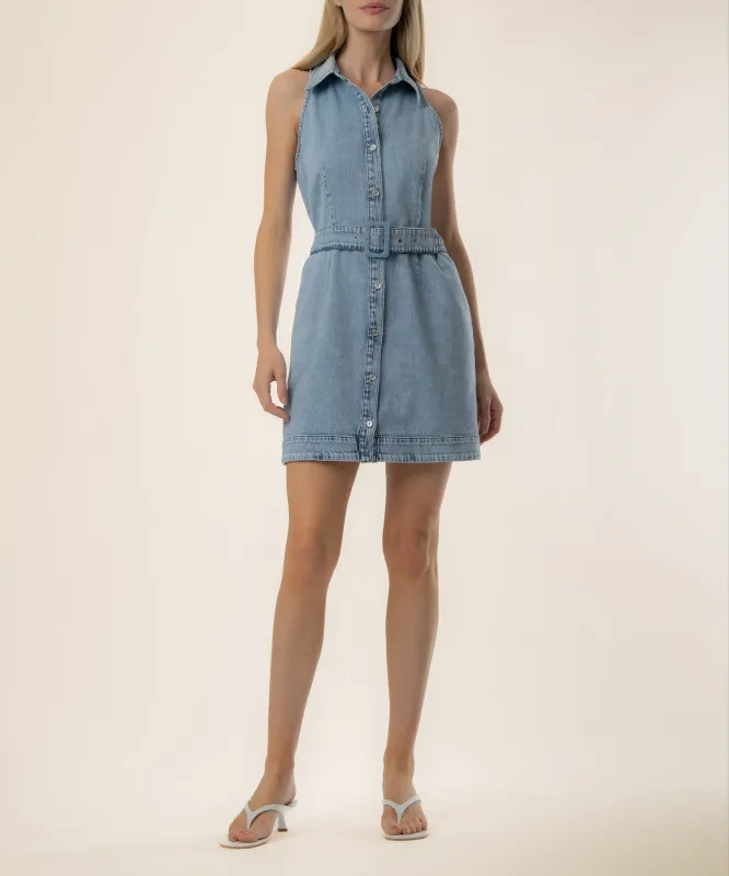 Eileen Halter Denim Dress in Zealful Wash made by Kut from the Kloth