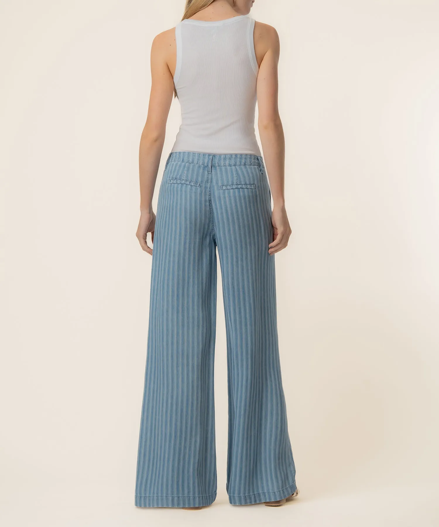 Ryan Tencel Stripe High Rise Wide Leg in Blue Ribbon sold by Kut from the Kloth product image thumbnail 3