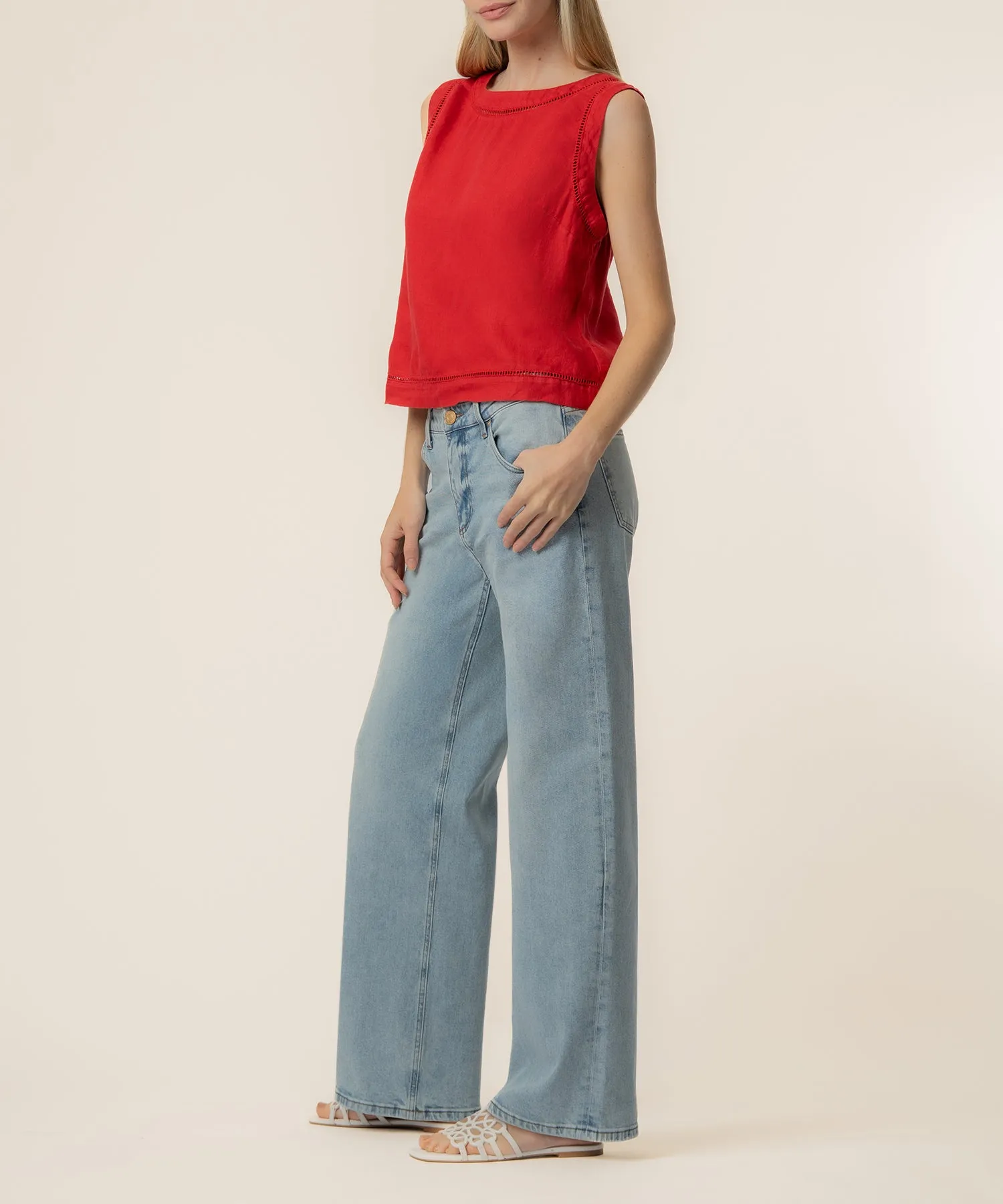 Joanne Sleeveless Crop Top in Tomato sold by Kut from the Kloth product image thumbnail 2