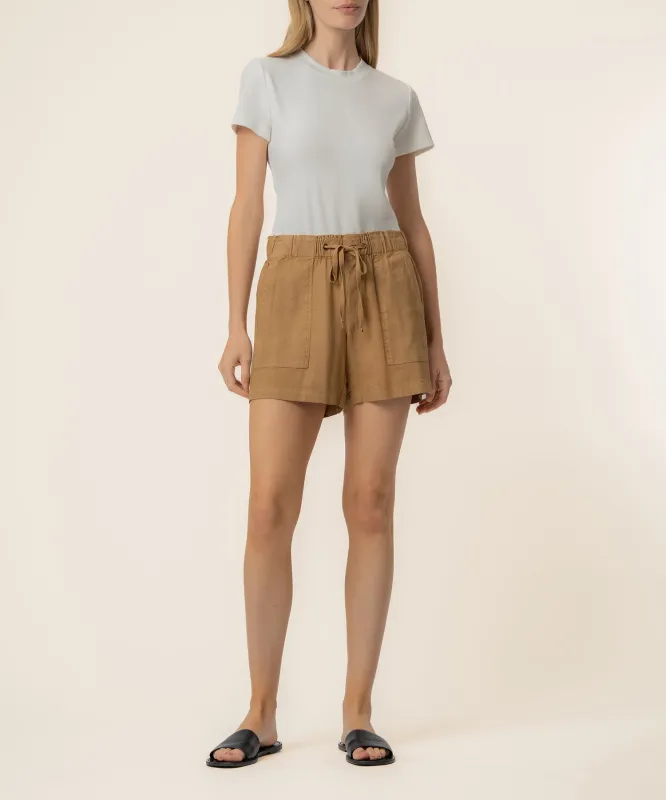 Katana Linen Drawstring Short in Wood made by Kut from the Kloth