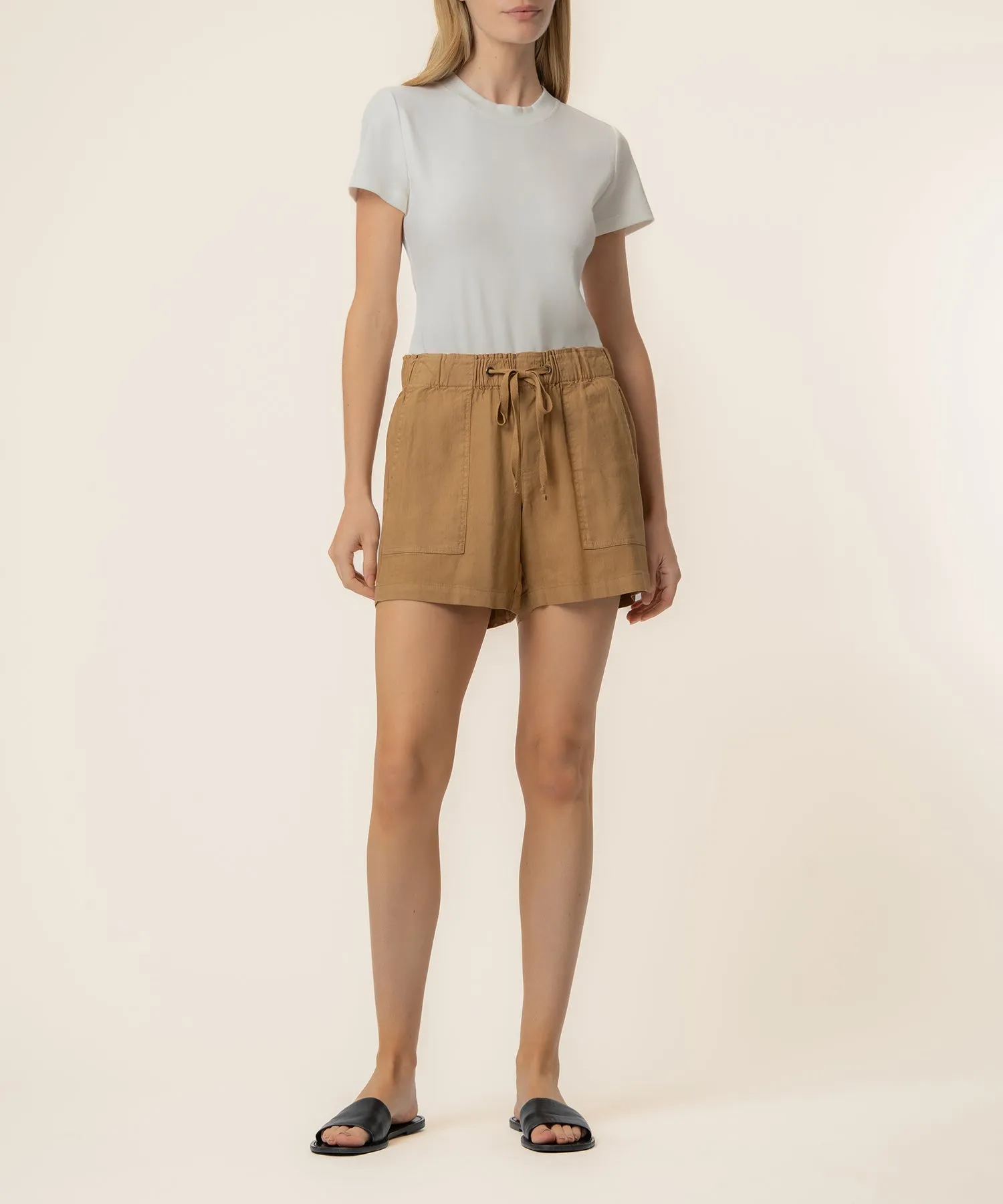 Katana Linen Drawstring Short in Wood sold by Kut from the Kloth