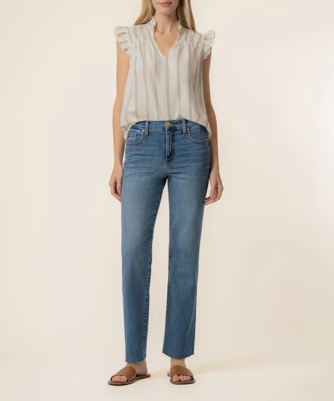 Ronda Ruffle Neck Top in Cream made by Kut from the Kloth