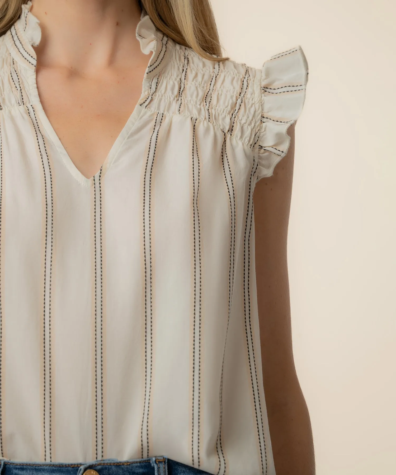 Ronda Ruffle Neck Top in Cream sold by Kut from the Kloth product image thumbnail 4