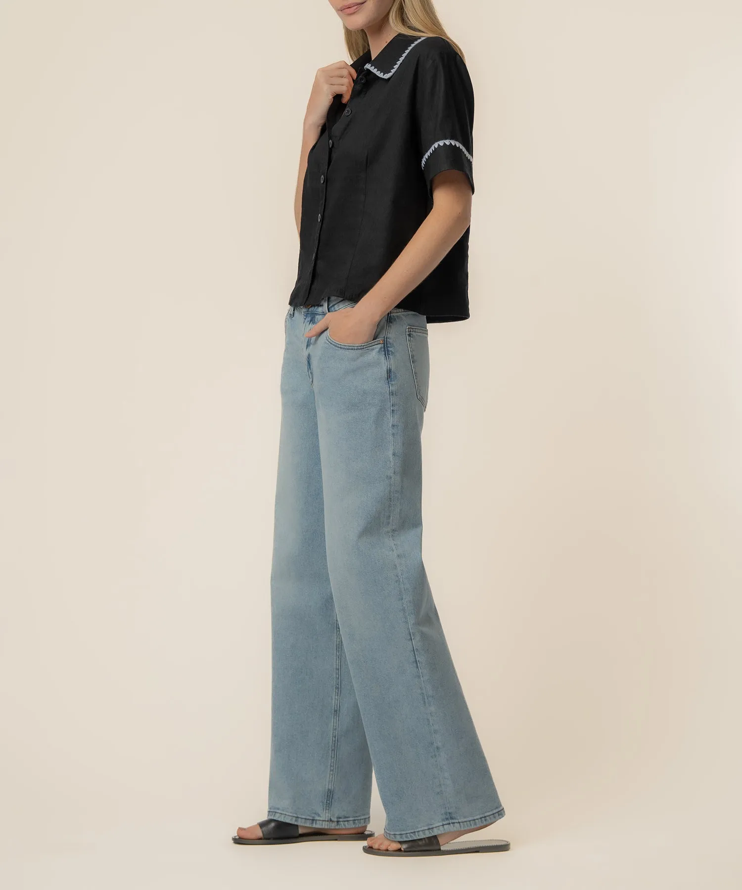 Marisol Linen Top in Black/White sold by Kut from the Kloth product image thumbnail 2