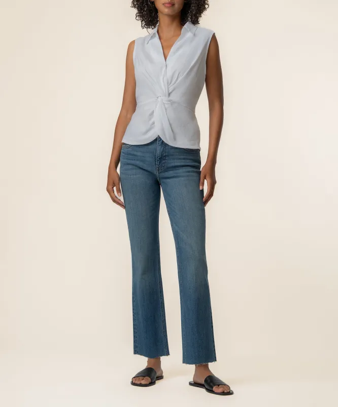 Sara Linen Top in White made by Kut from the Kloth