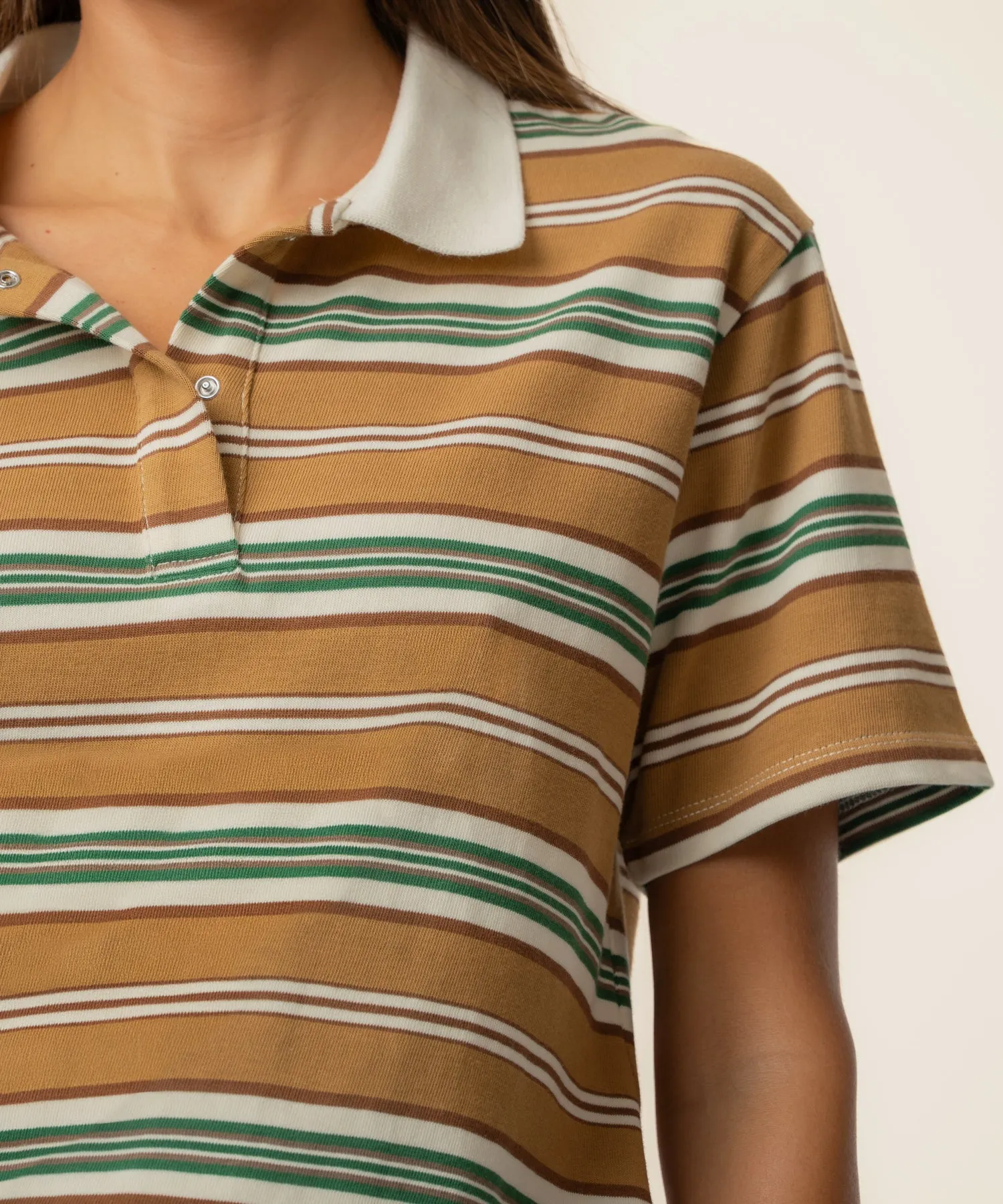 Livvy Stripe Polo Shirt in Ivory/Brown sold by Kut from the Kloth product image thumbnail 4