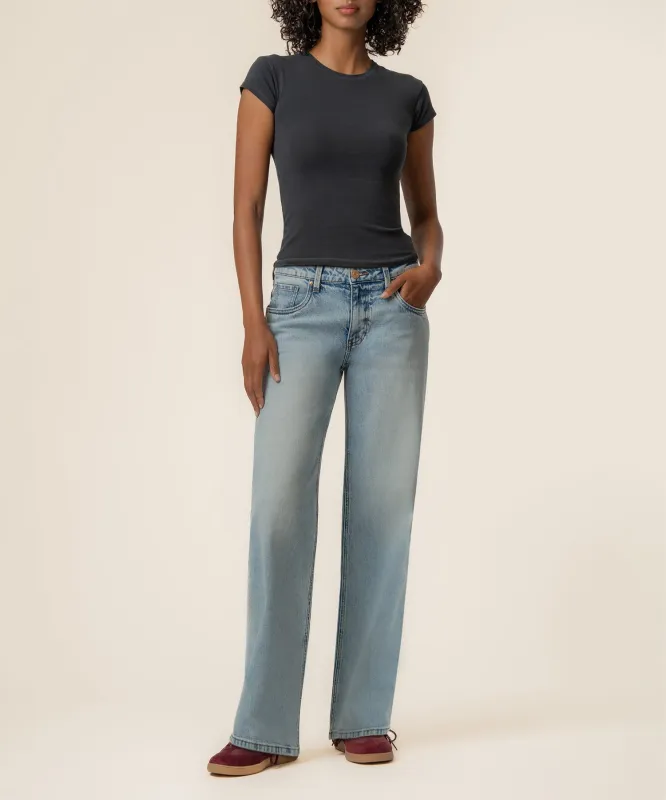 Selena Baggy Low Rise Straight Leg, Petite in Enthusiastic Wash made by Kut from the Kloth