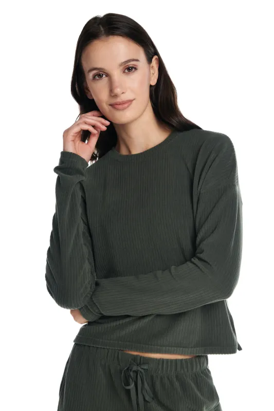 Velour Ribbed Lounge Longsleeve Top sold by Kyodan