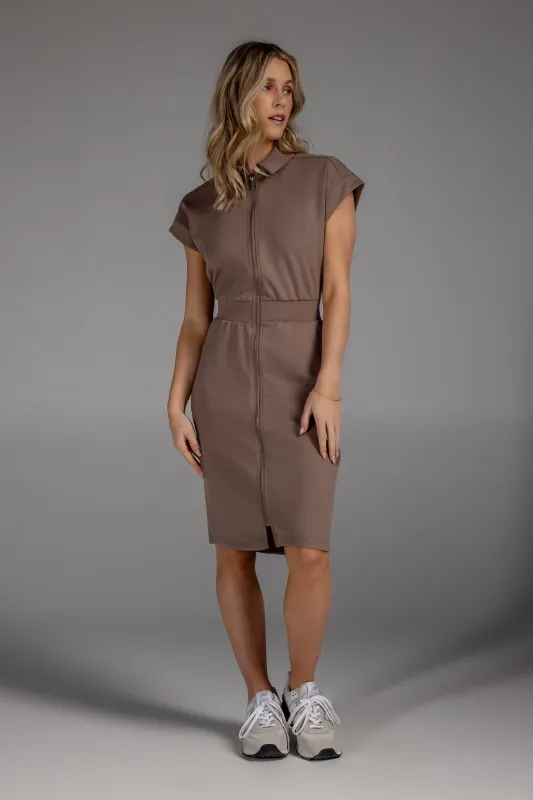 Zip-Front Collared Dress sold by Kyodan