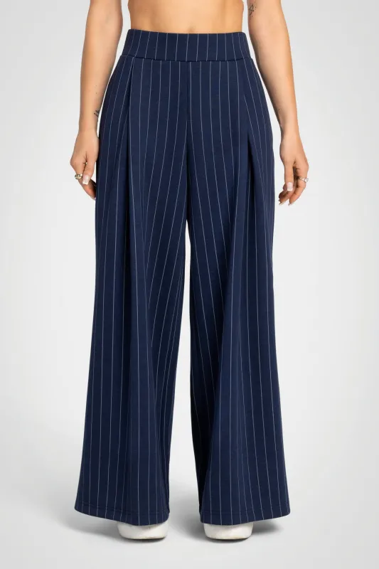 Pinstripe Deluxe Ultra Wide Leg Pant – 30” made by Kyodan