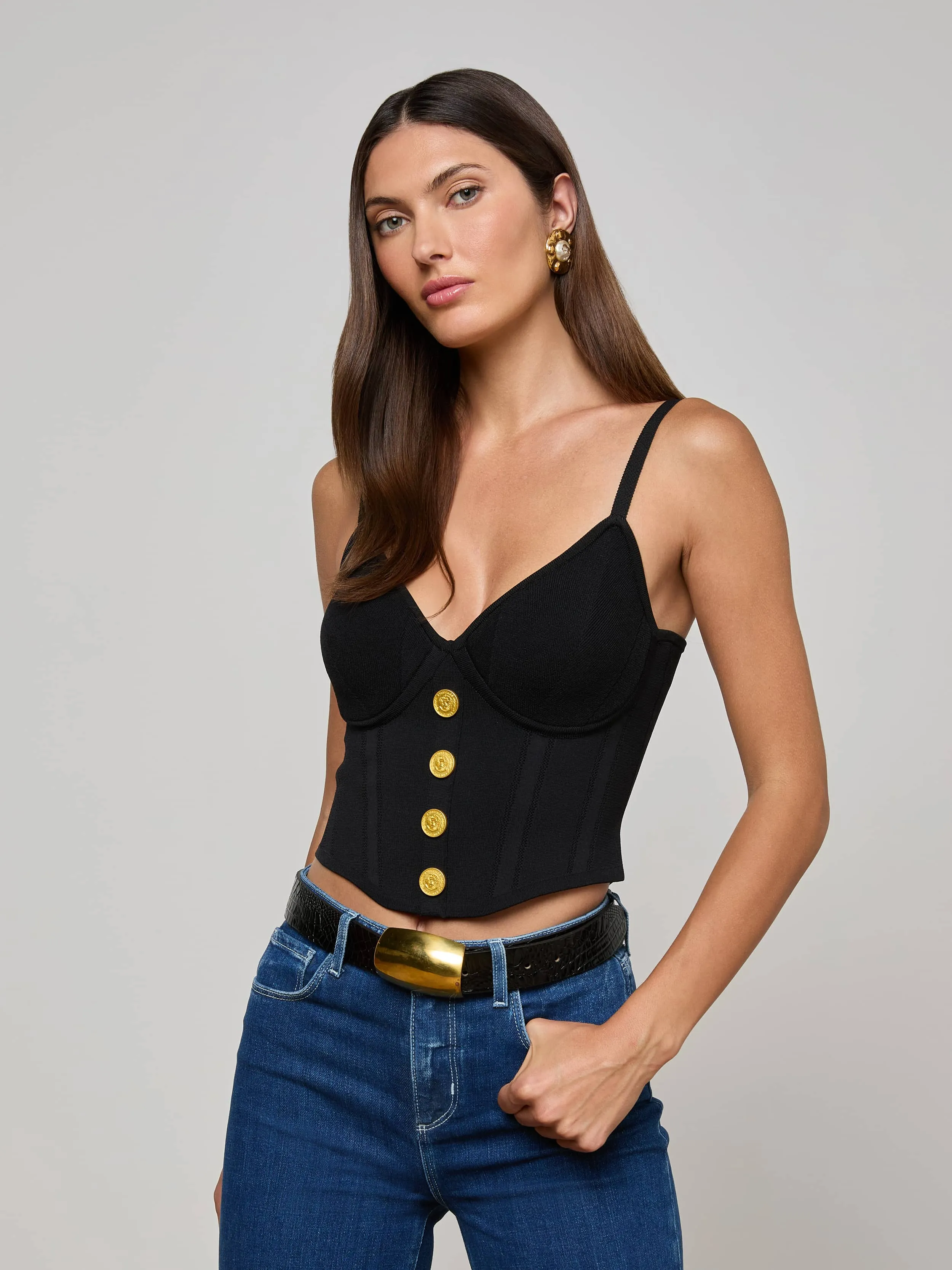 Artemis Knit Corset Top sold by L'AGENCE