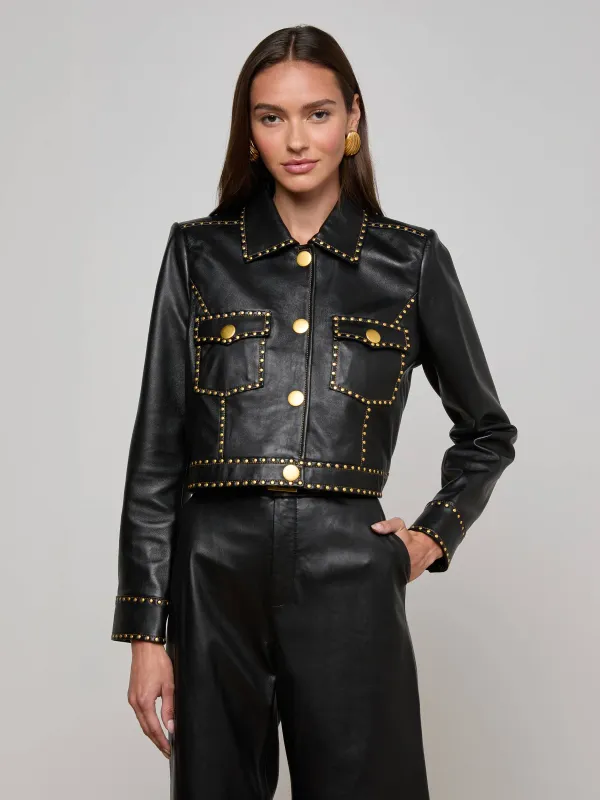 Winsome Studded Leather Jacket sold by L'AGENCE