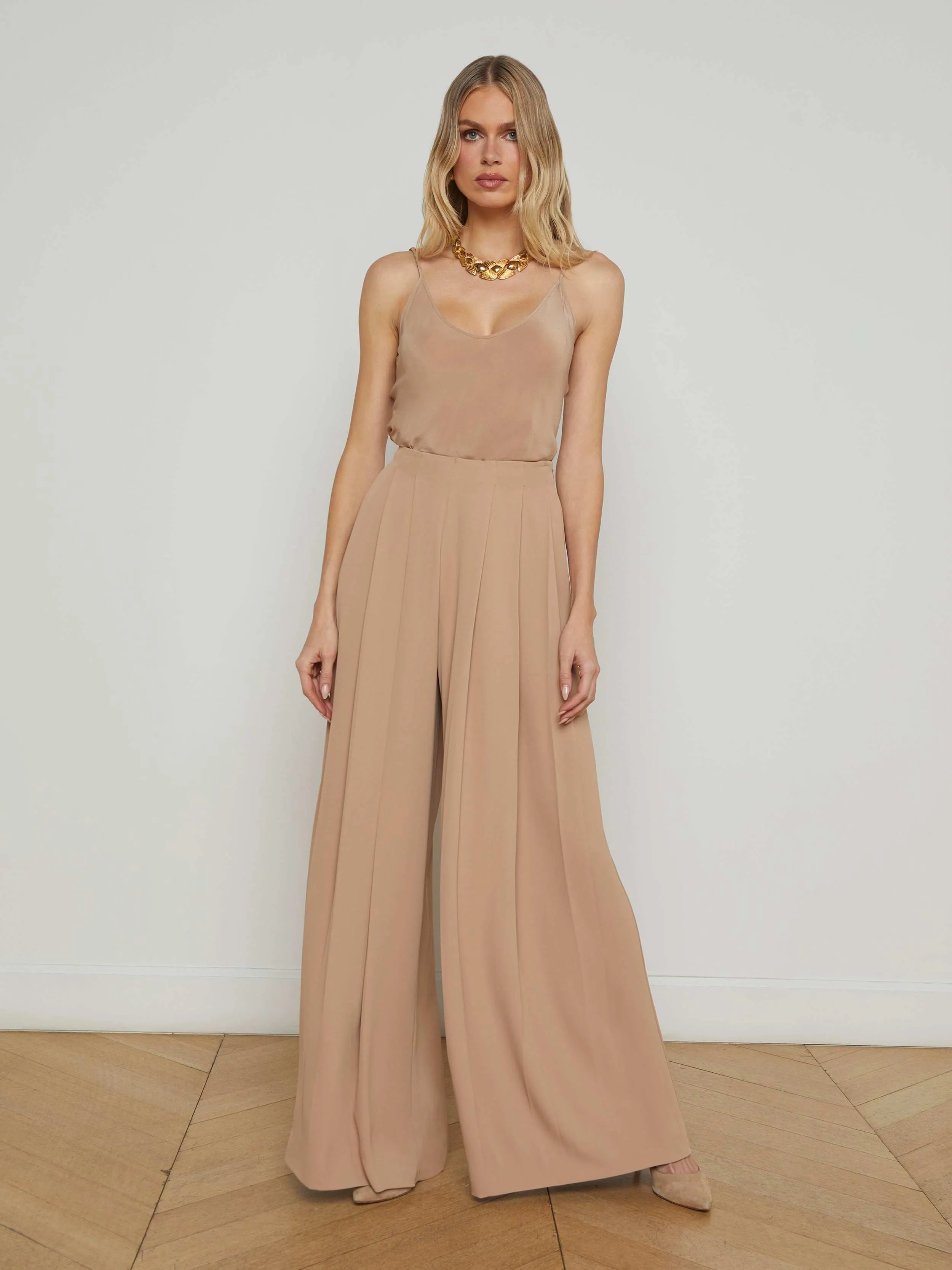 Nova Pleated Wide-Leg Pant sold by L'AGENCE
