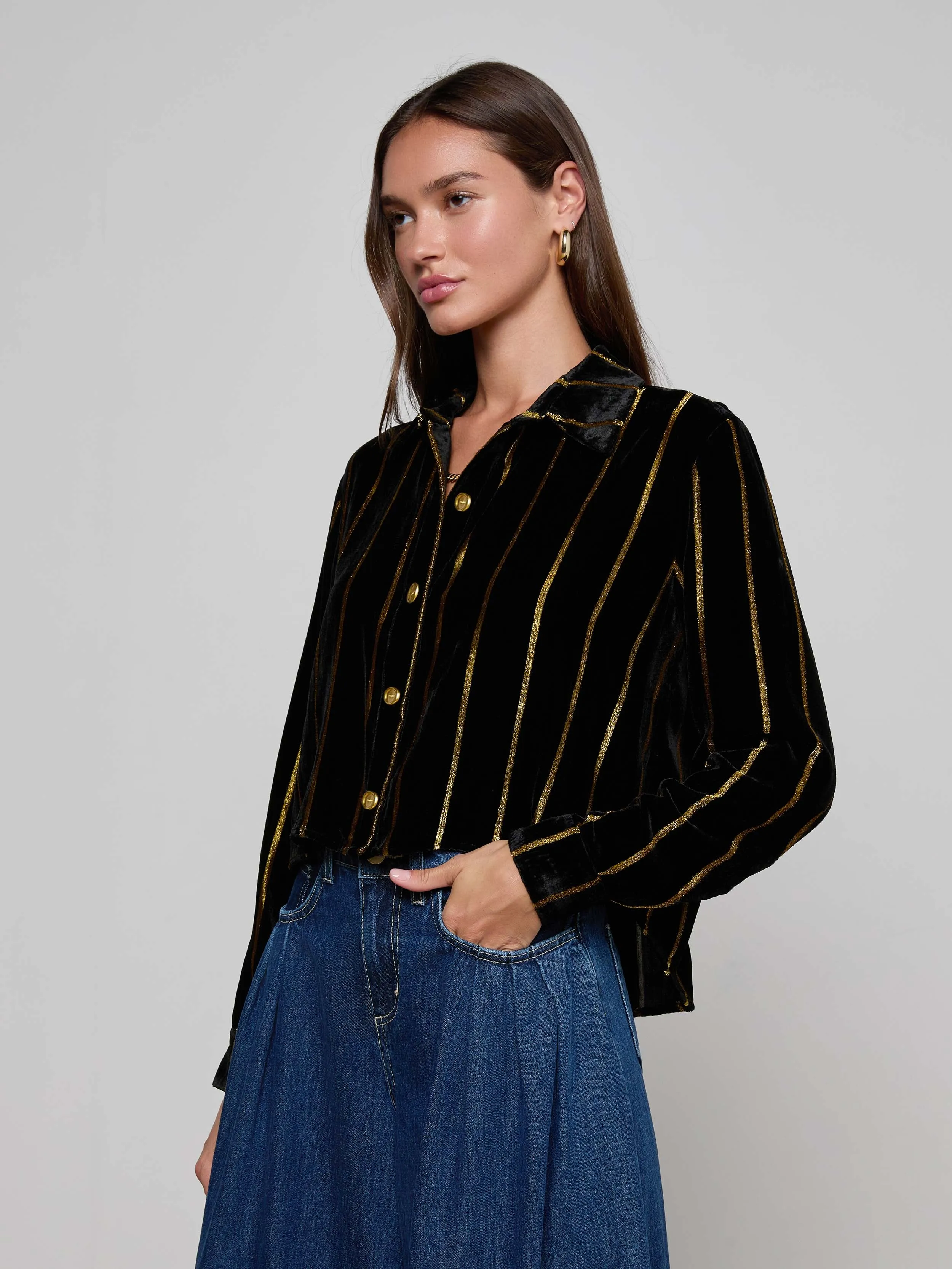 Cosette Velvet Shirt sold by L'AGENCE product image thumbnail 2