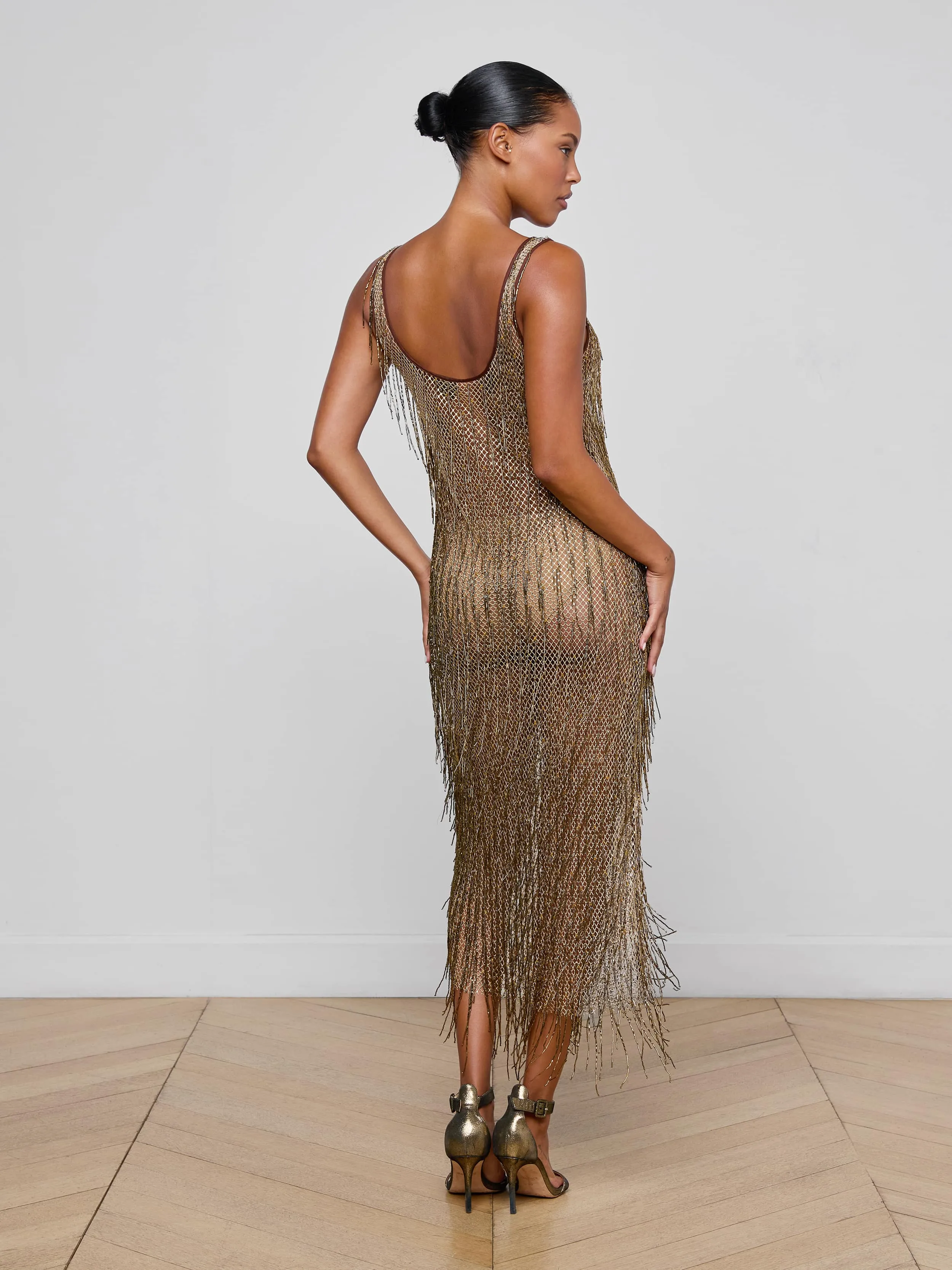 Gracelynn Beaded Fringe Dress sold by L'AGENCE product image thumbnail 4