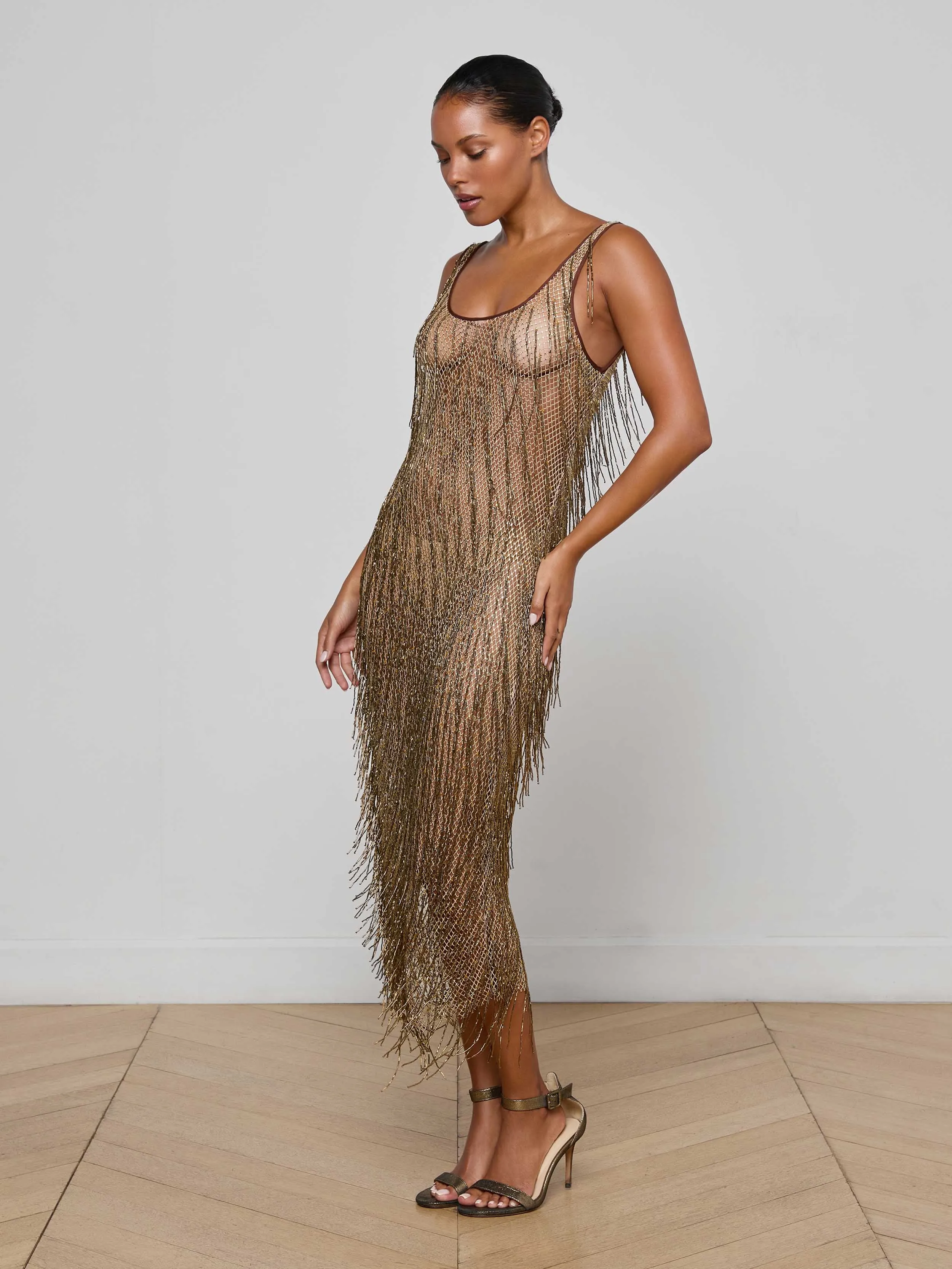 Gracelynn Beaded Fringe Dress sold by L'AGENCE product image thumbnail 2
