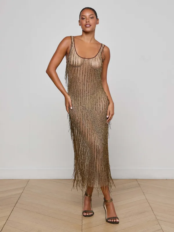 Gracelynn Beaded Fringe Dress sold by L'AGENCE