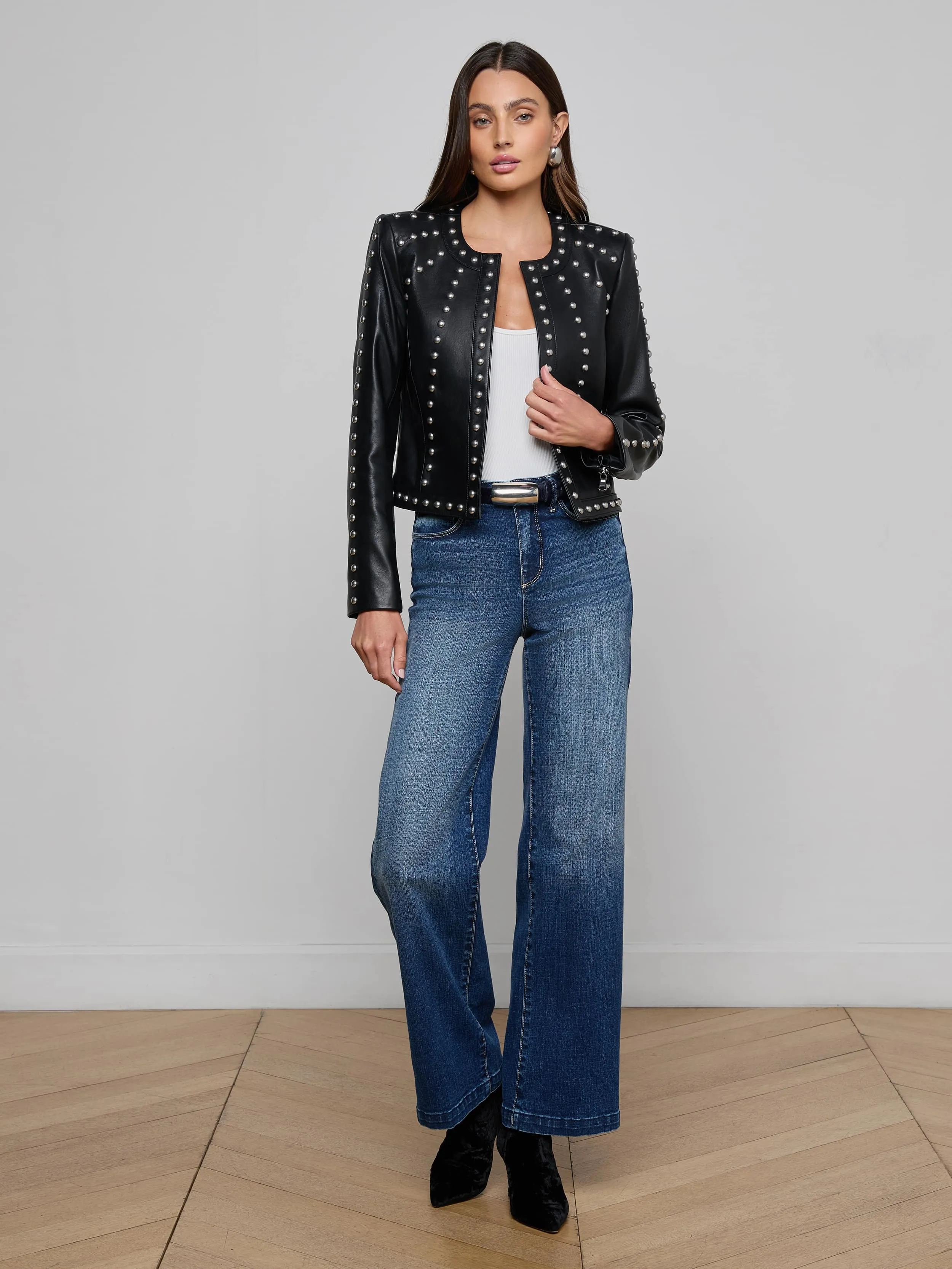 Fia Studded Leather Jacket sold by L'AGENCE product image thumbnail 4