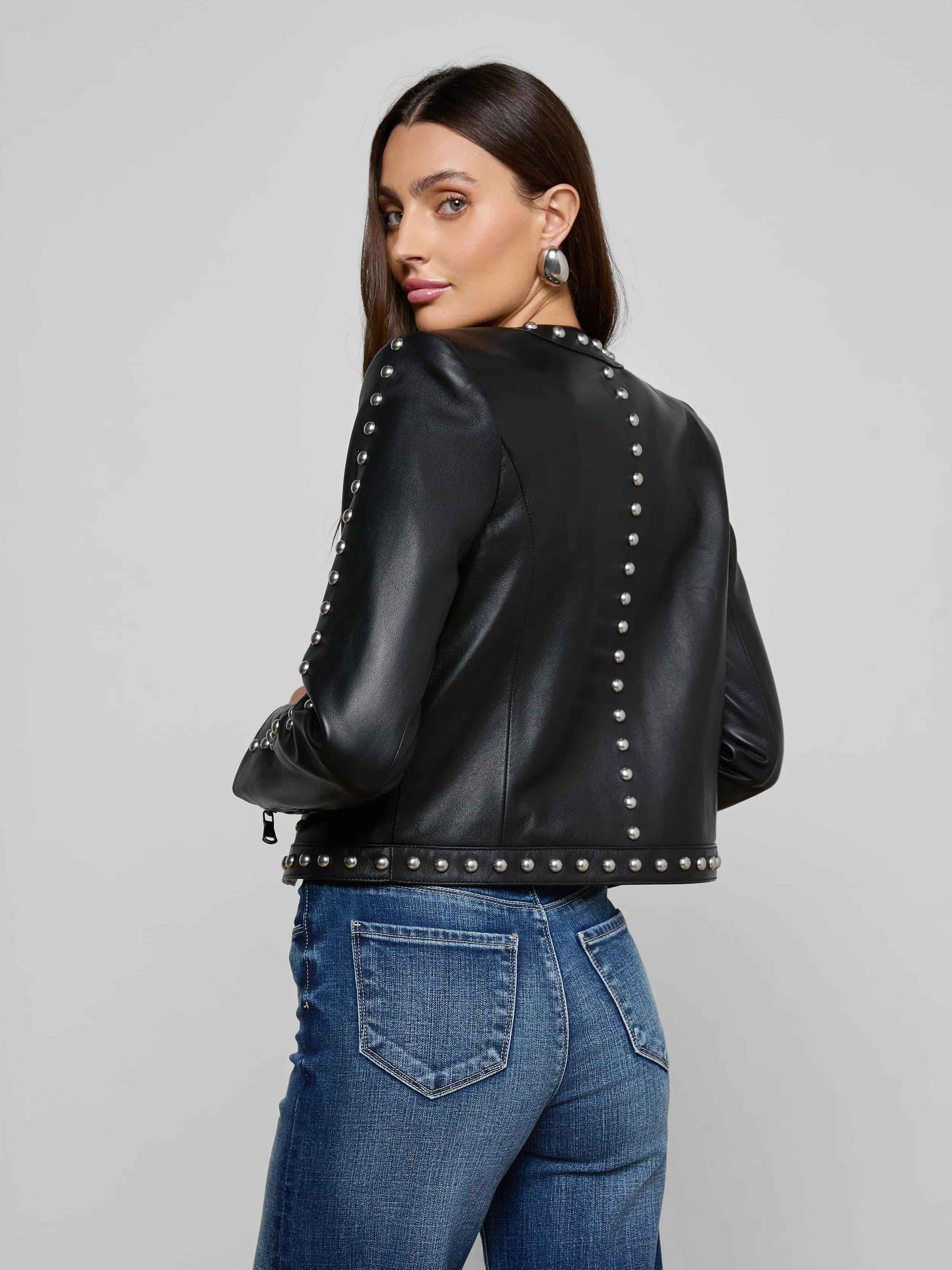 Fia Studded Leather Jacket sold by L'AGENCE product image thumbnail 5