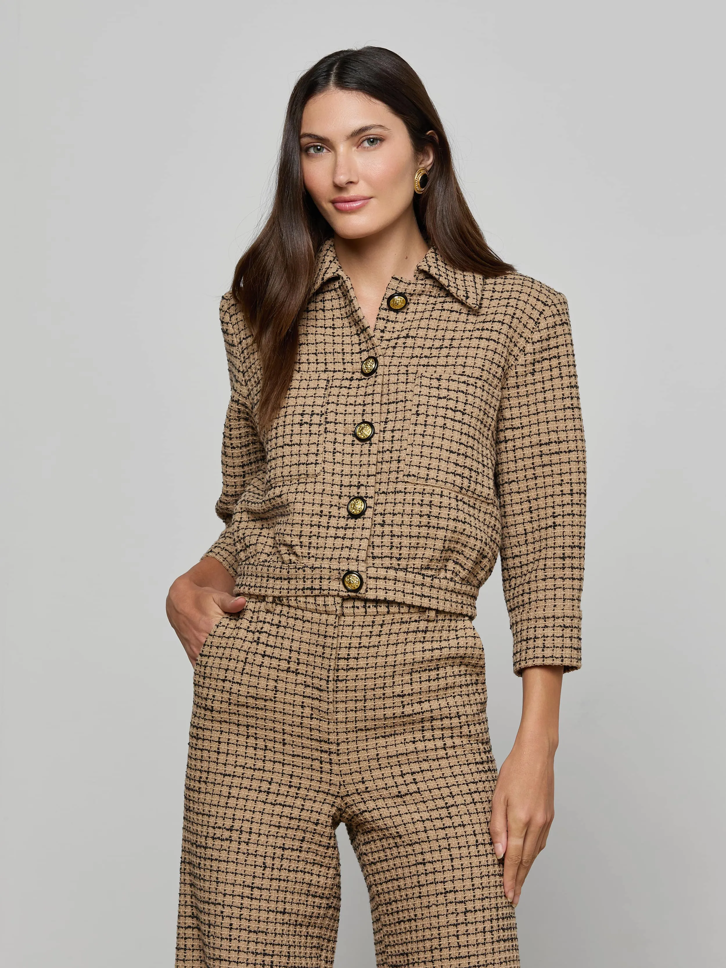 Jia Cropped Tweed Jacket sold by L'AGENCE