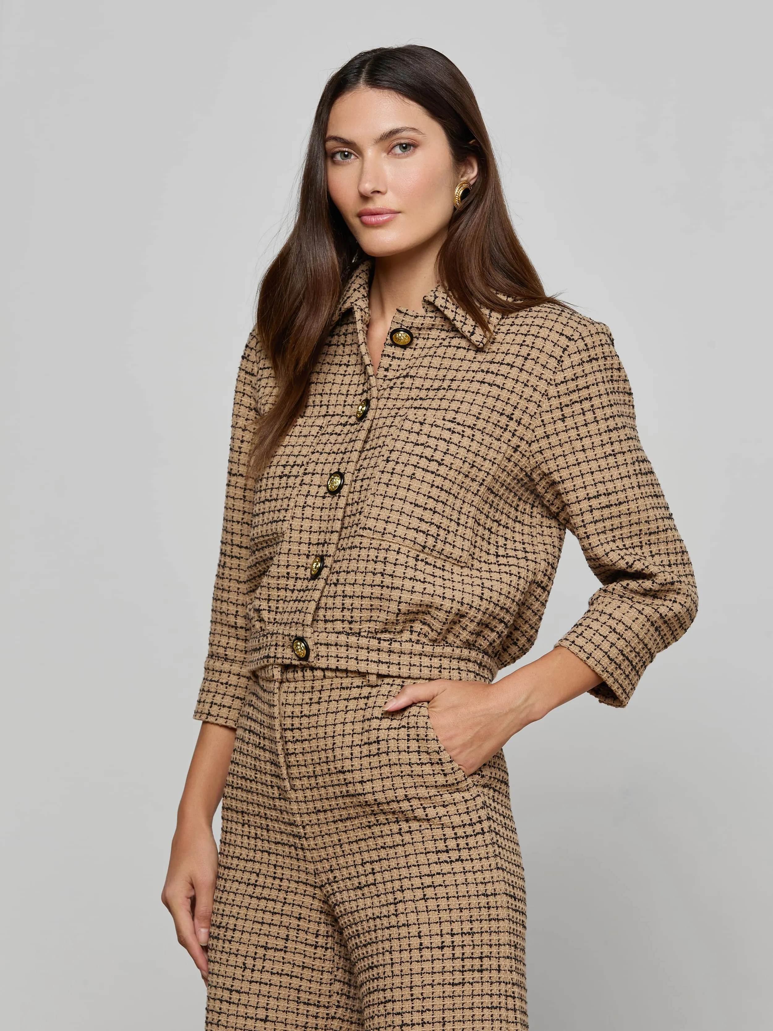 Jia Cropped Tweed Jacket sold by L'AGENCE product image thumbnail 3