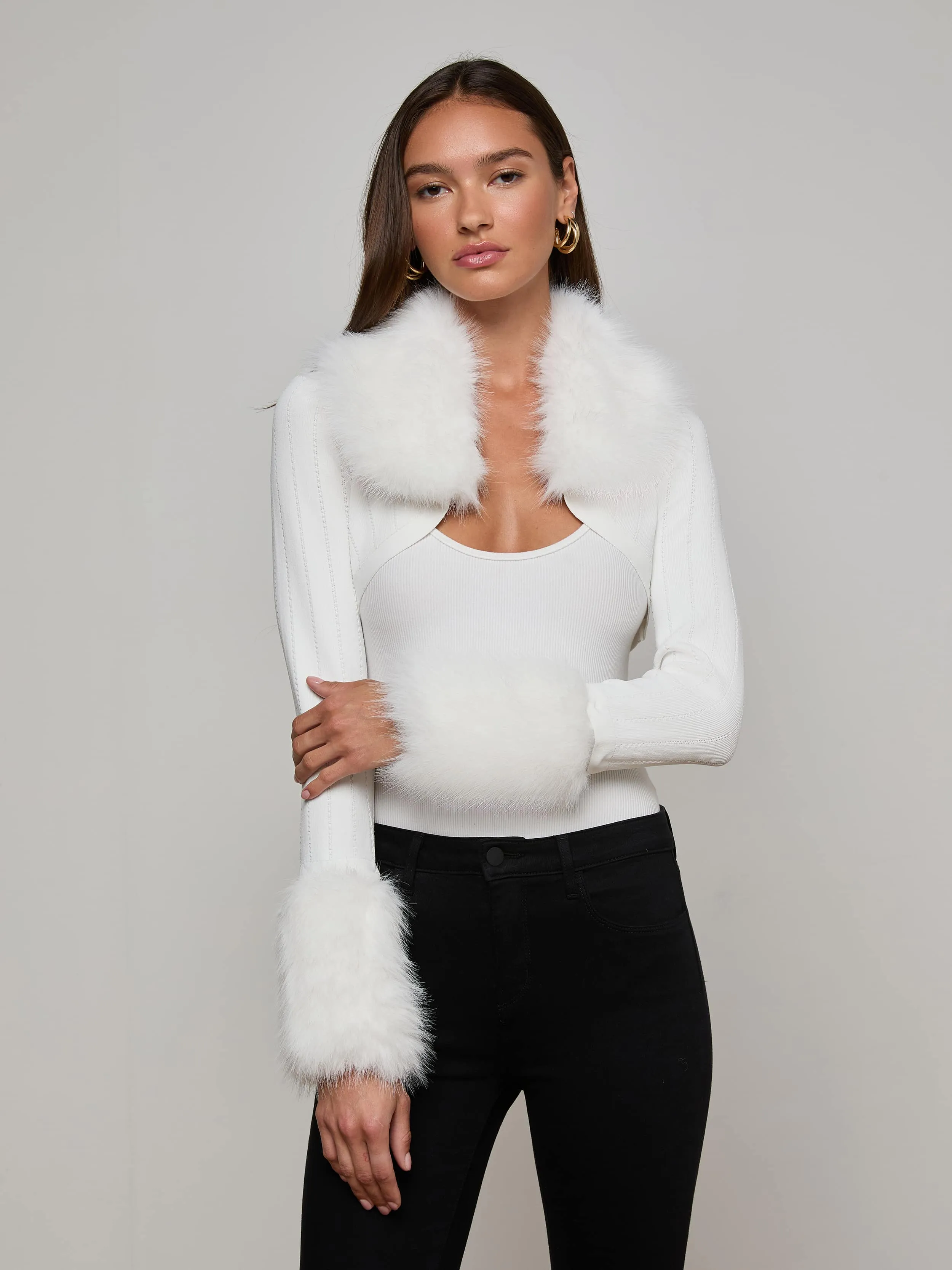 Haru Faux Fur Shrug sold by L'AGENCE