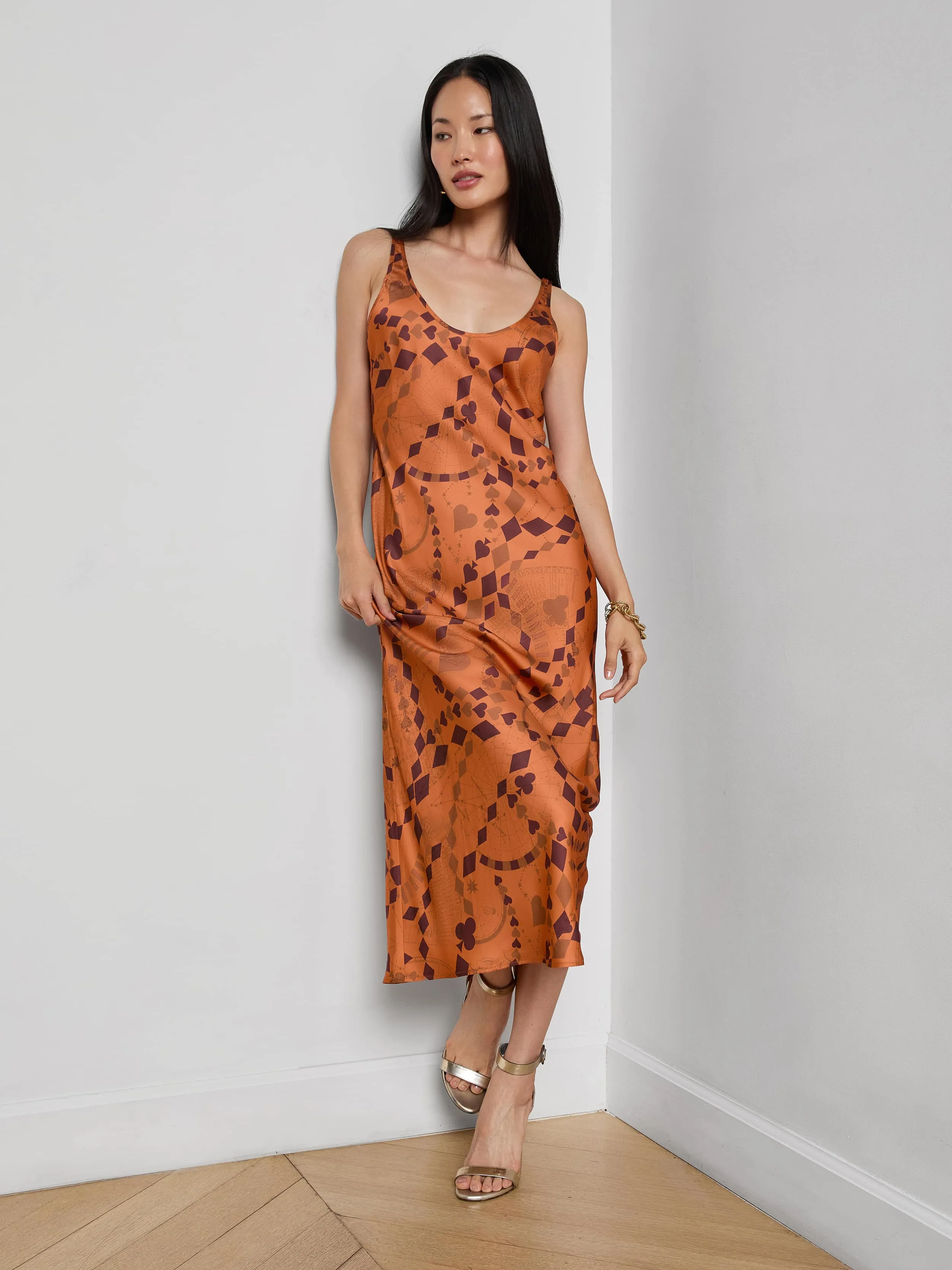 Akiya Satin Maxi Dress sold by L'AGENCE product image thumbnail 4