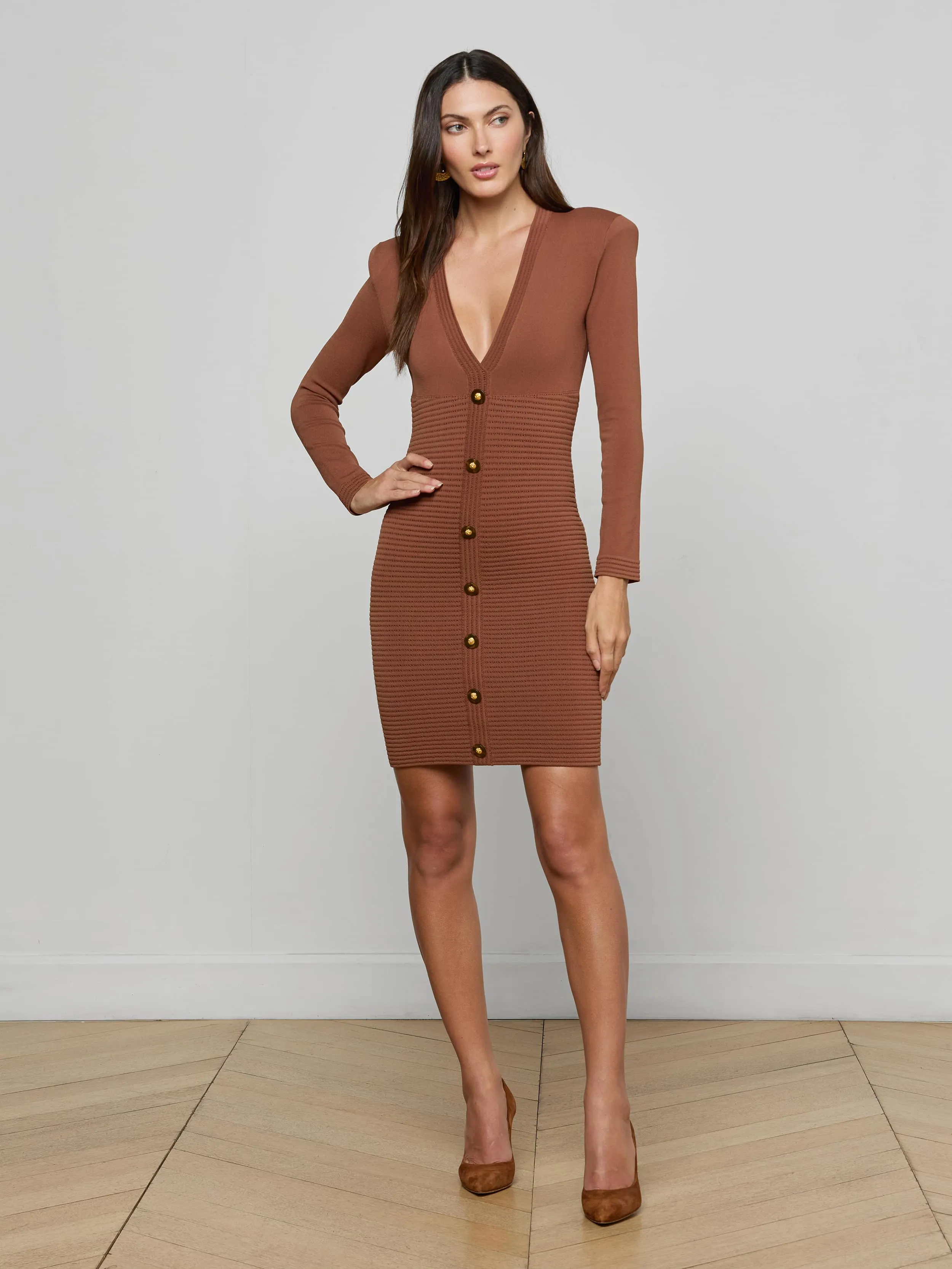 Taru Button-Front Mini Dress sold by L'AGENCE product image thumbnail 2