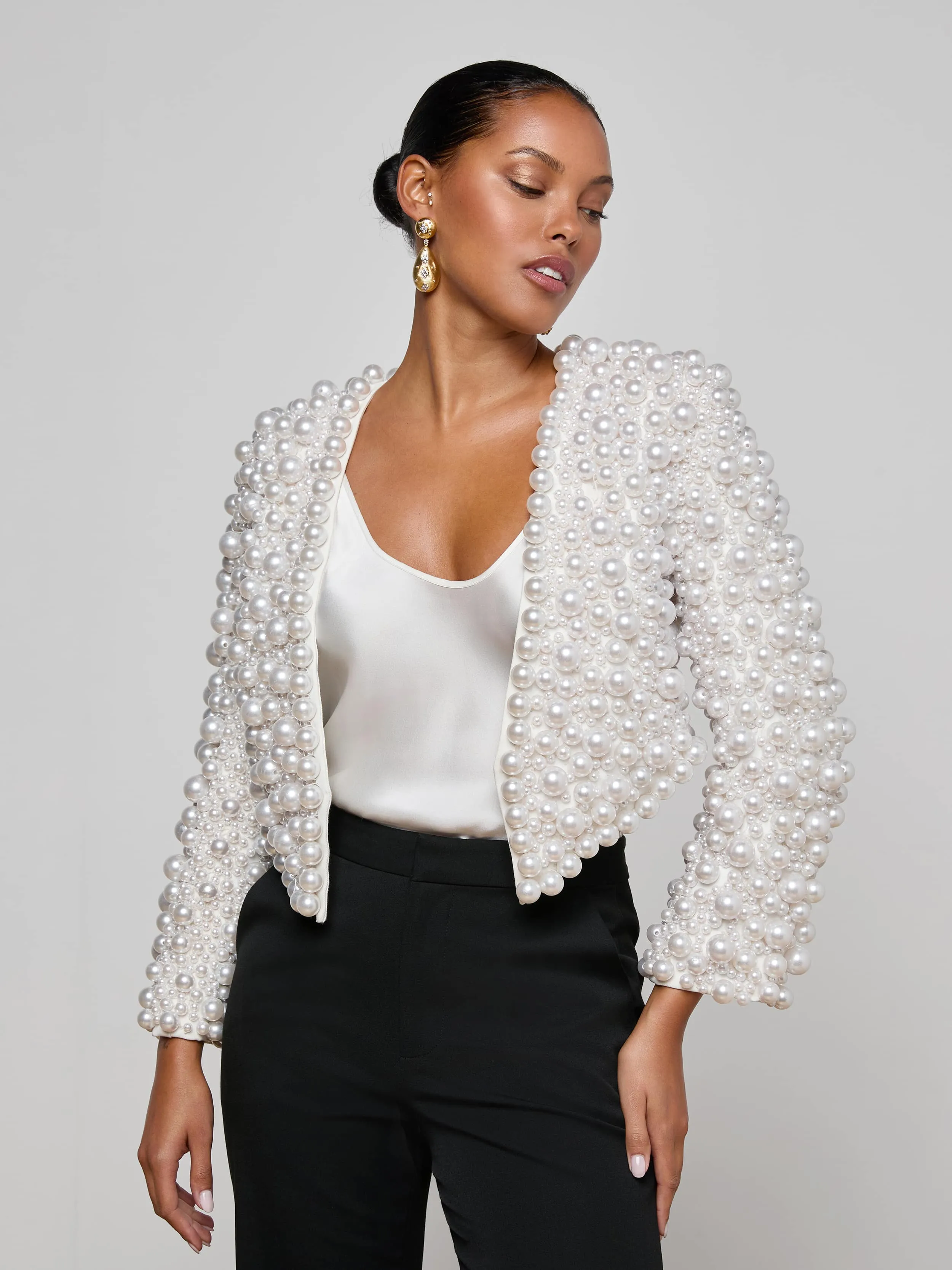 Belle Oversized Pearl Jacket sold by L'AGENCE