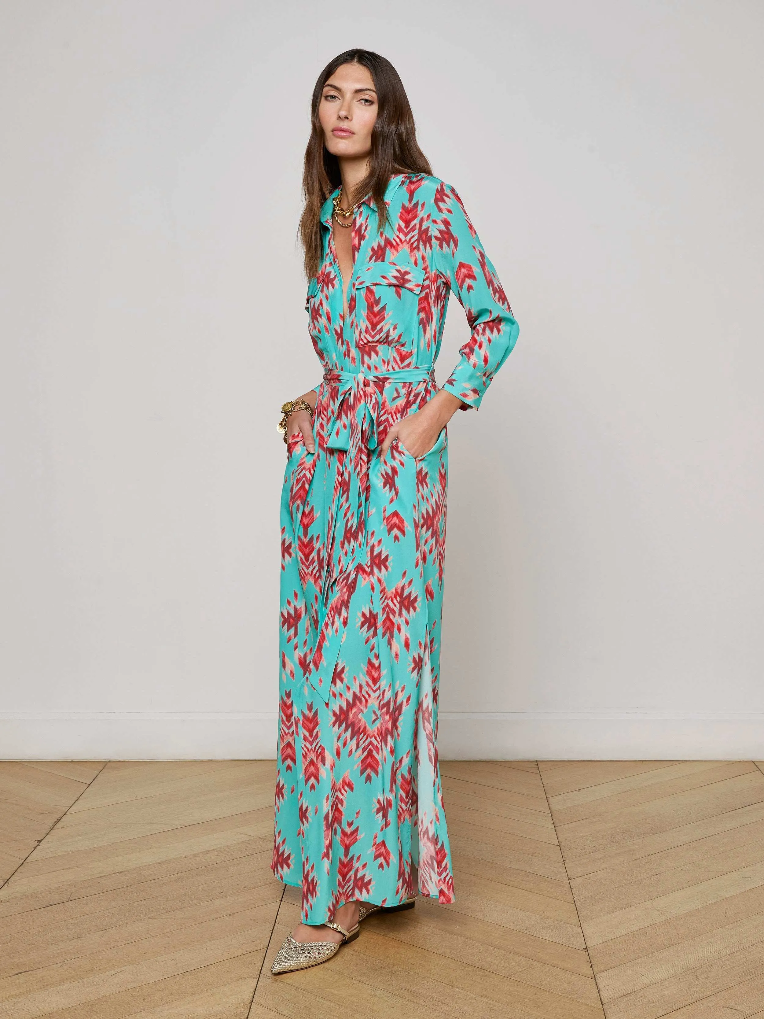 Cameron Silk Shirt Dress sold by L'AGENCE product image thumbnail 3