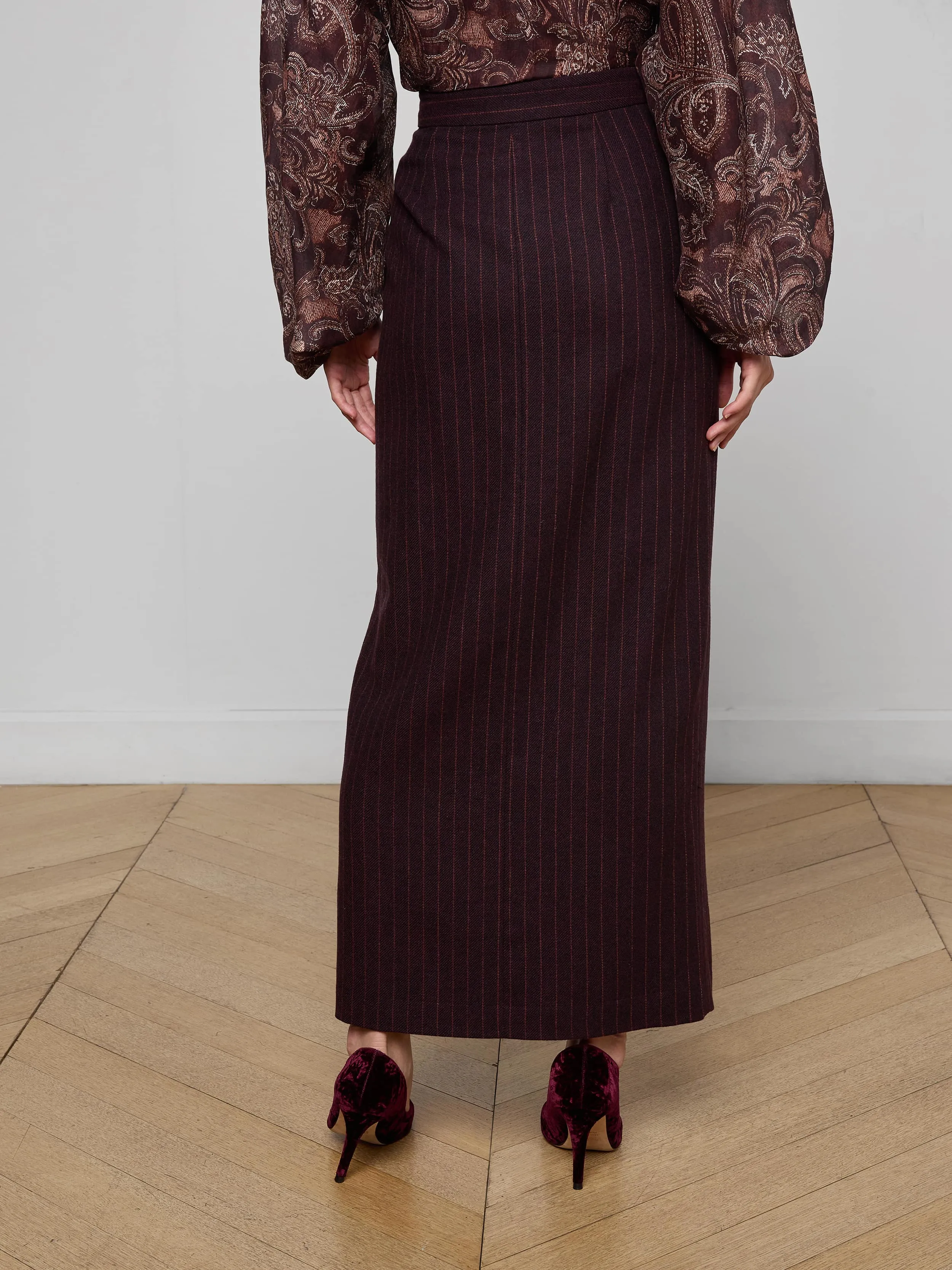 Maceline Pinstriped Maxi Skirt sold by L'AGENCE product image thumbnail 5