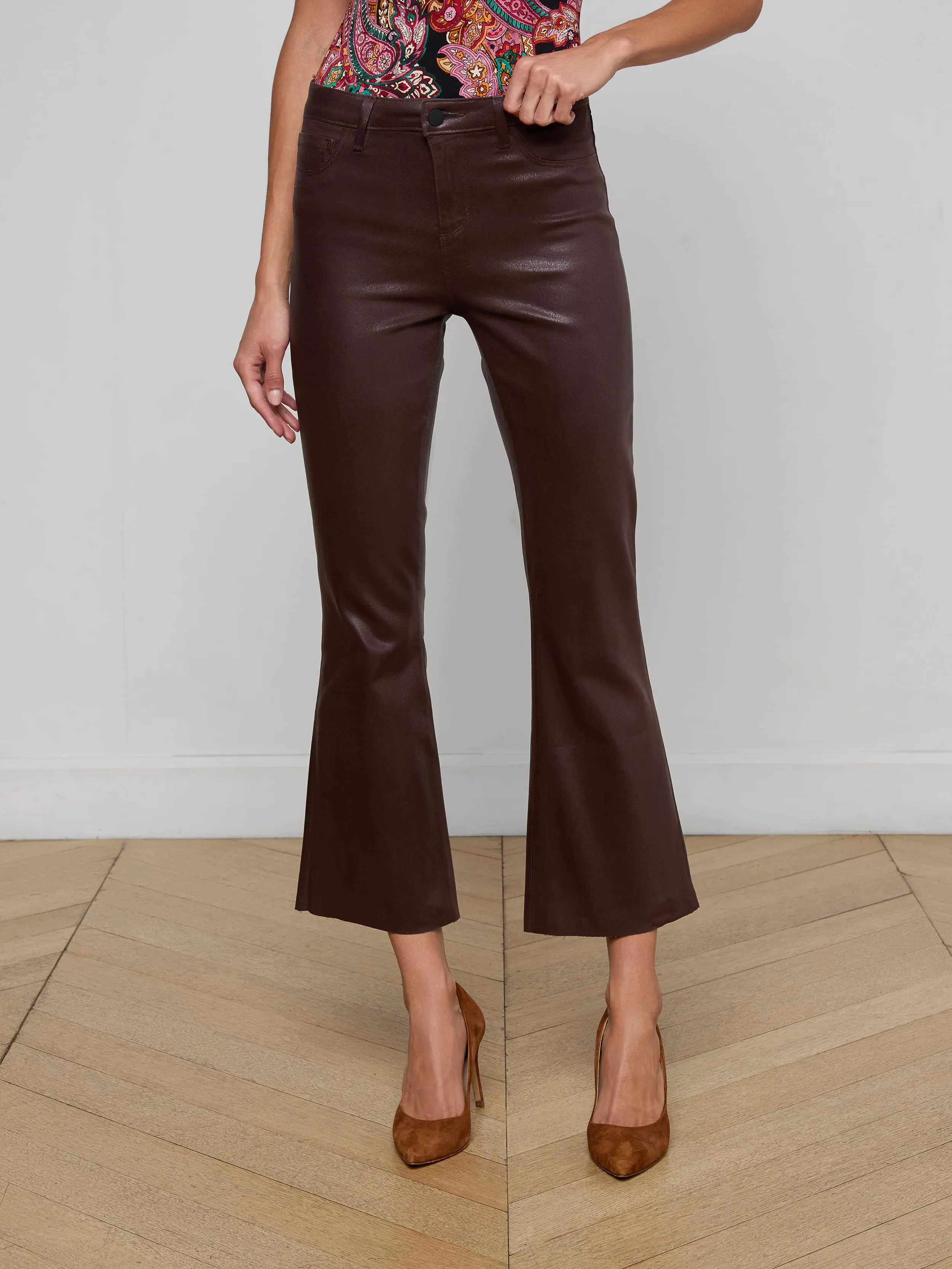 Kendra Coated Cropped Flare Jean sold by L'AGENCE product image thumbnail 2