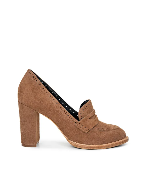 Bea Brogue Block-Heel Loafer sold by L'AGENCE