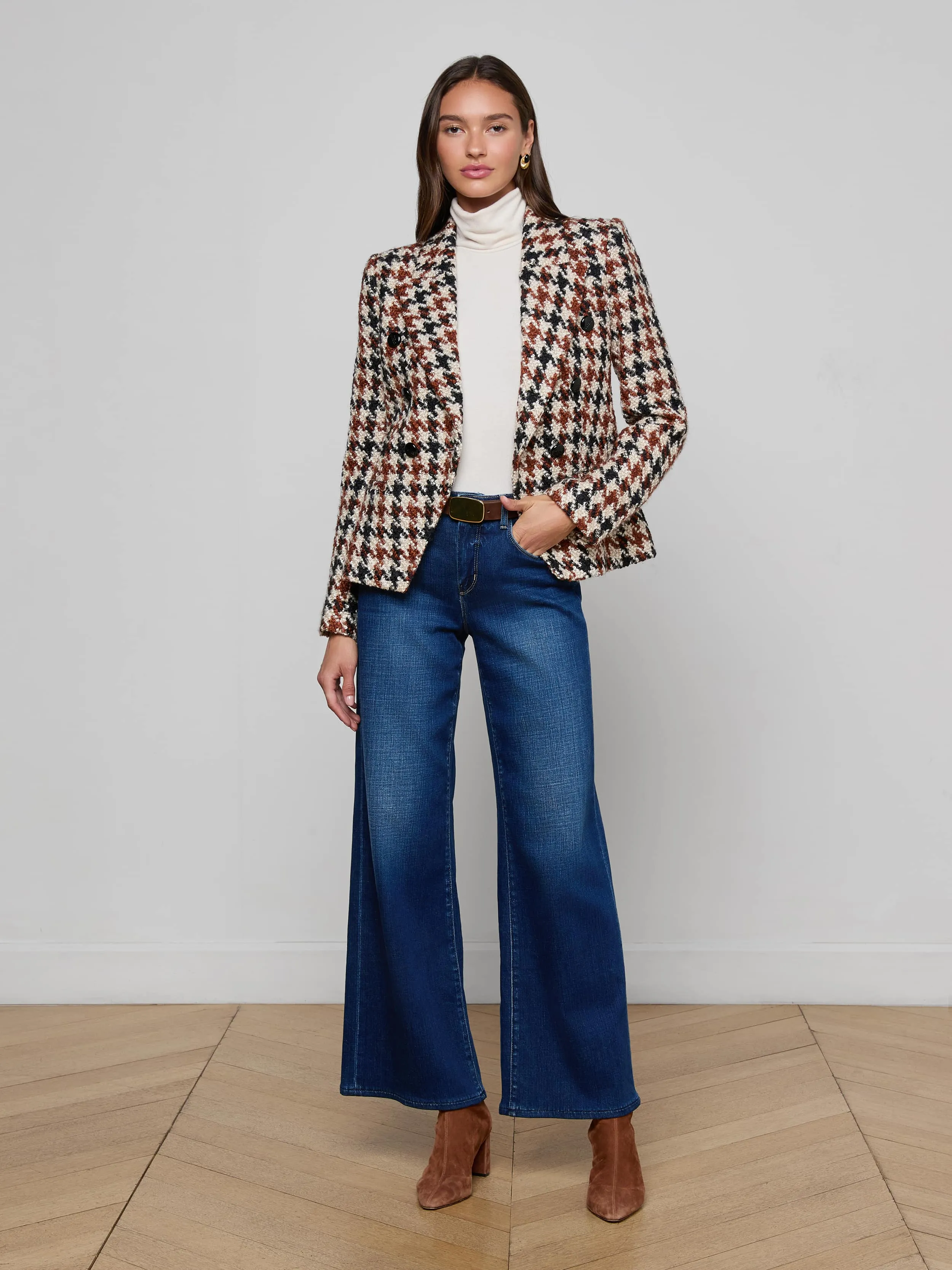 Marie Houndstooth Tweed Blazer sold by L'AGENCE product image thumbnail 3
