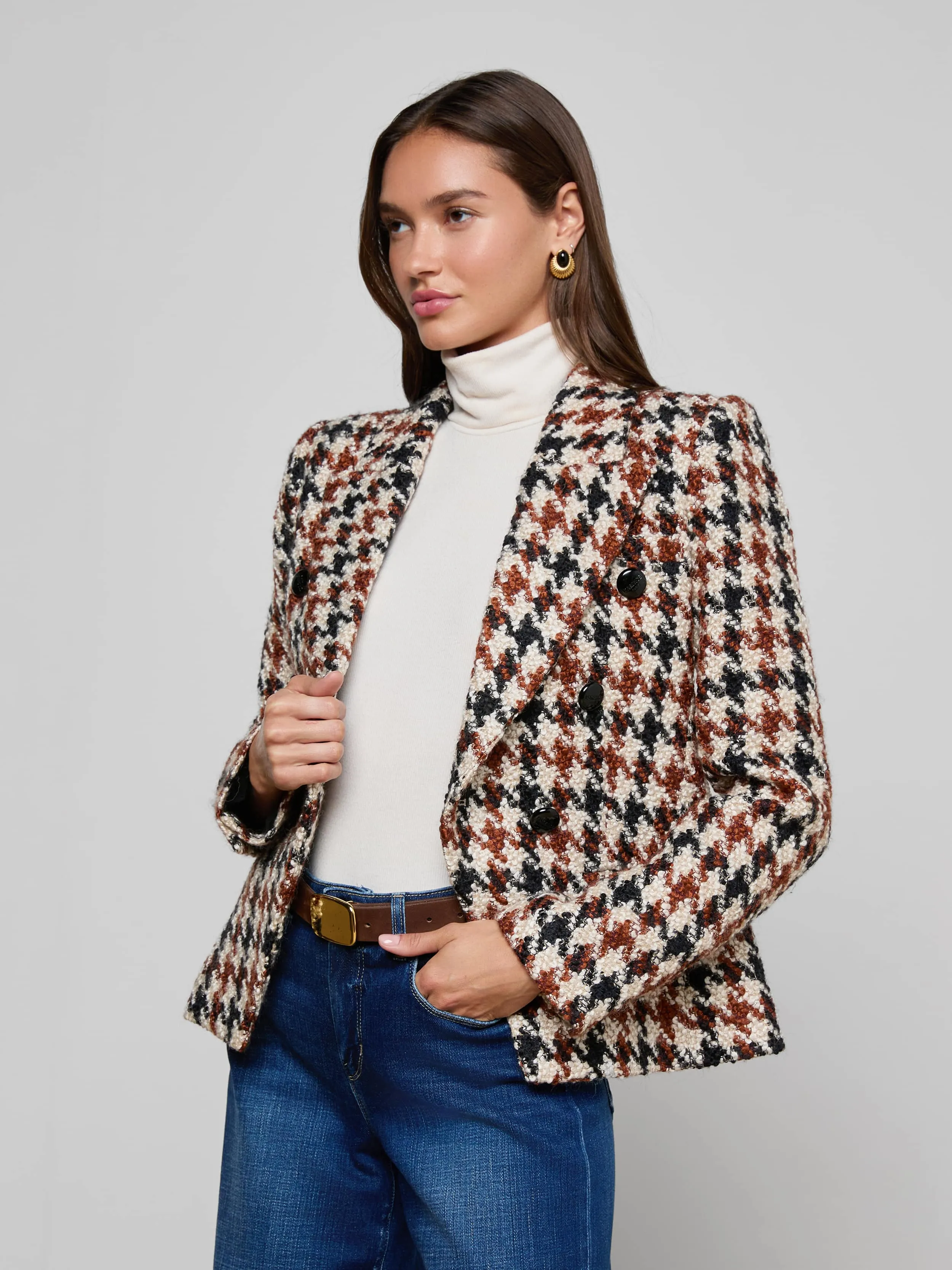 Marie Houndstooth Tweed Blazer sold by L'AGENCE product image thumbnail 2
