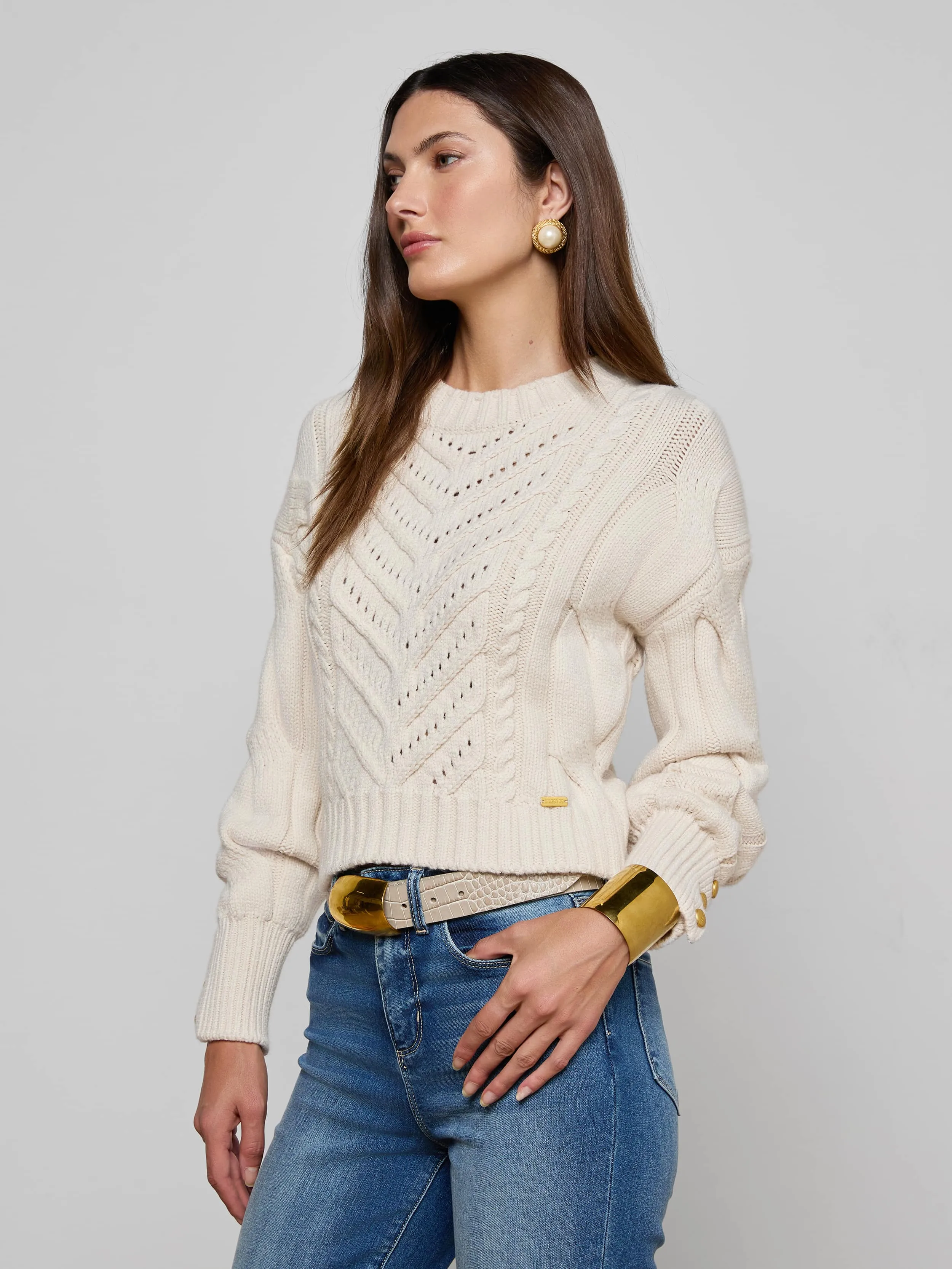 Storm Cable-Knit Sweater sold by L'AGENCE product image thumbnail 2