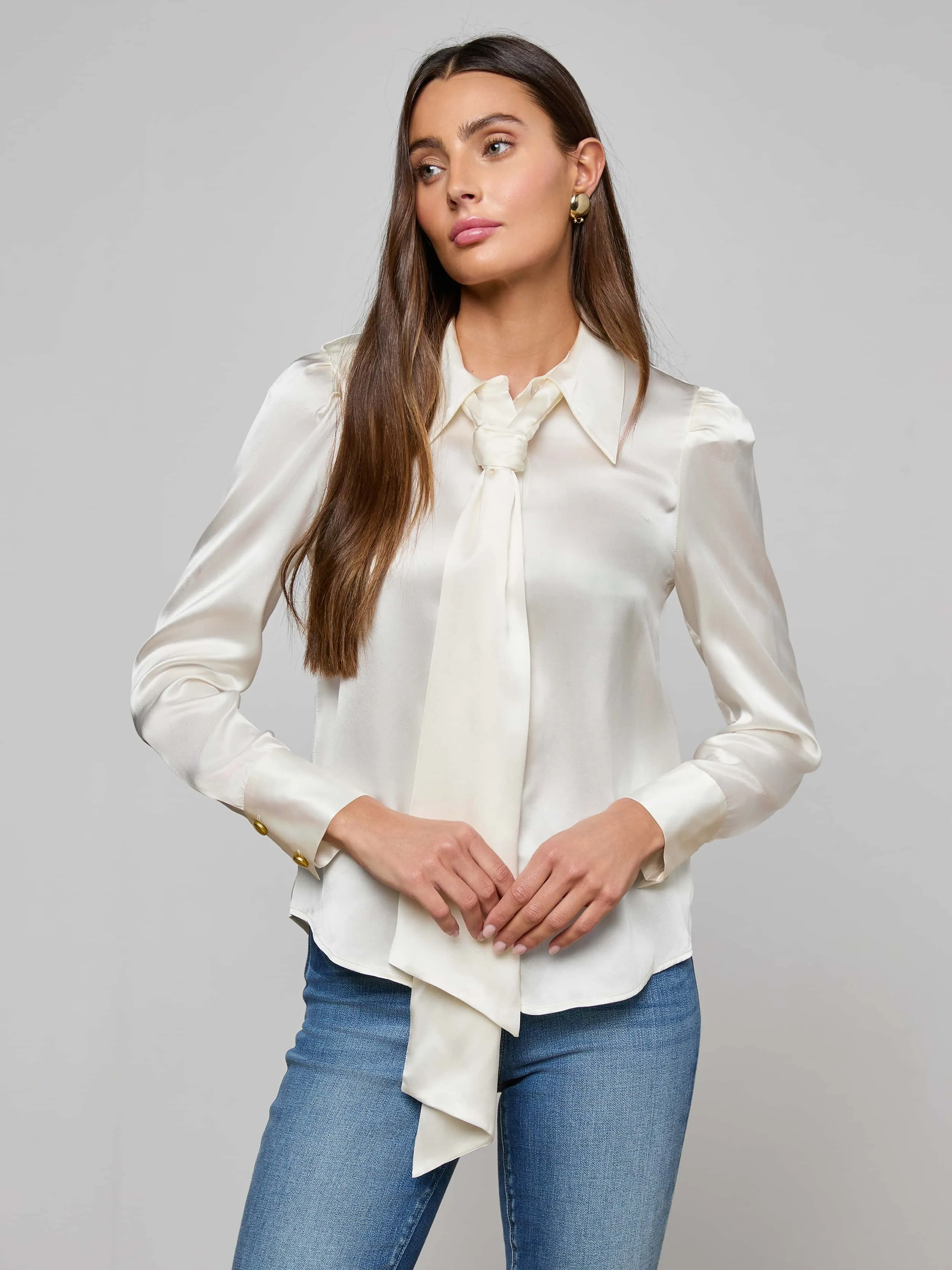 Honey Silk Blouse sold by L'AGENCE product image thumbnail 3