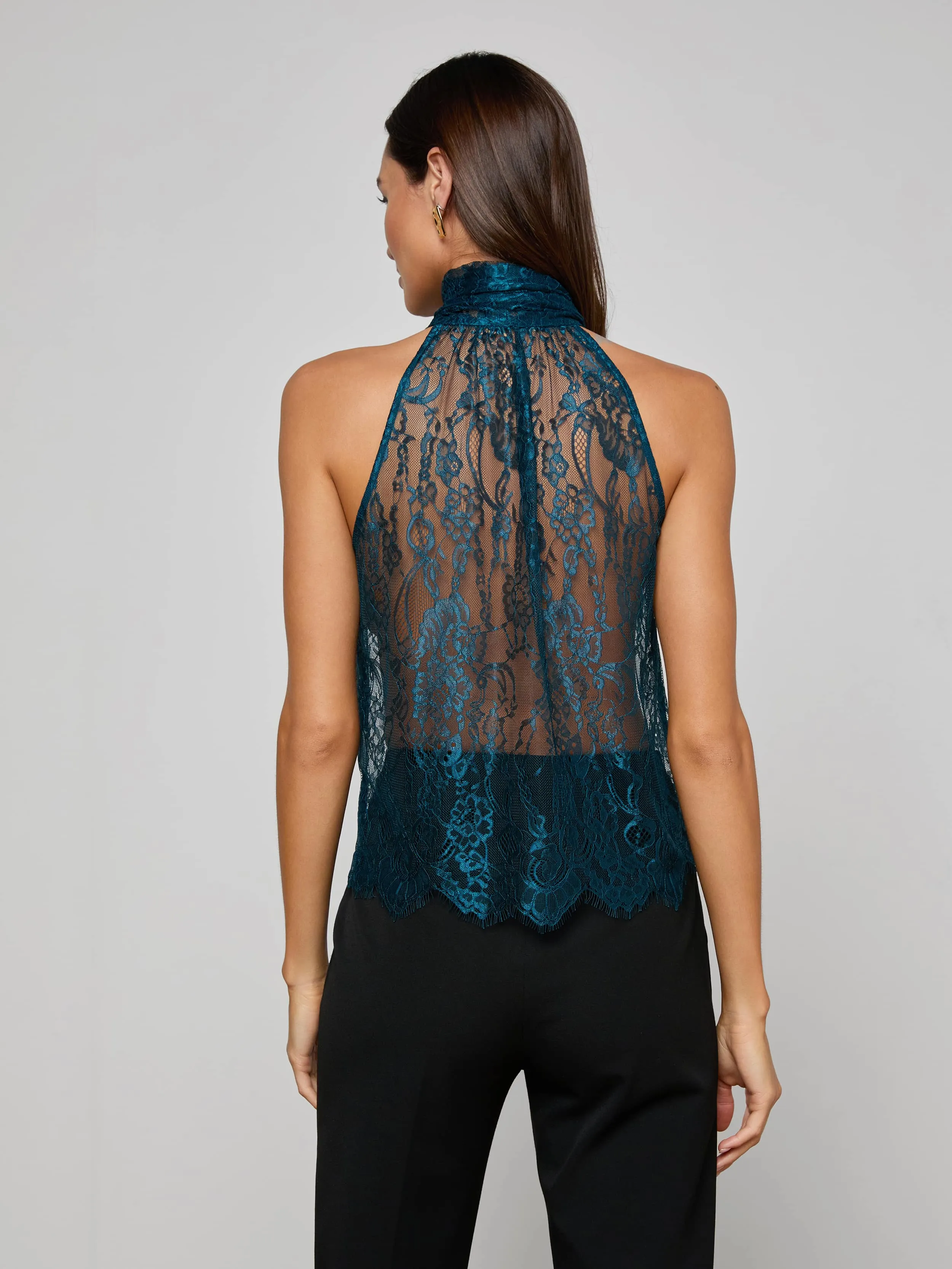 Reece Lace Tie Neck Blouse sold by L'AGENCE product image thumbnail 4