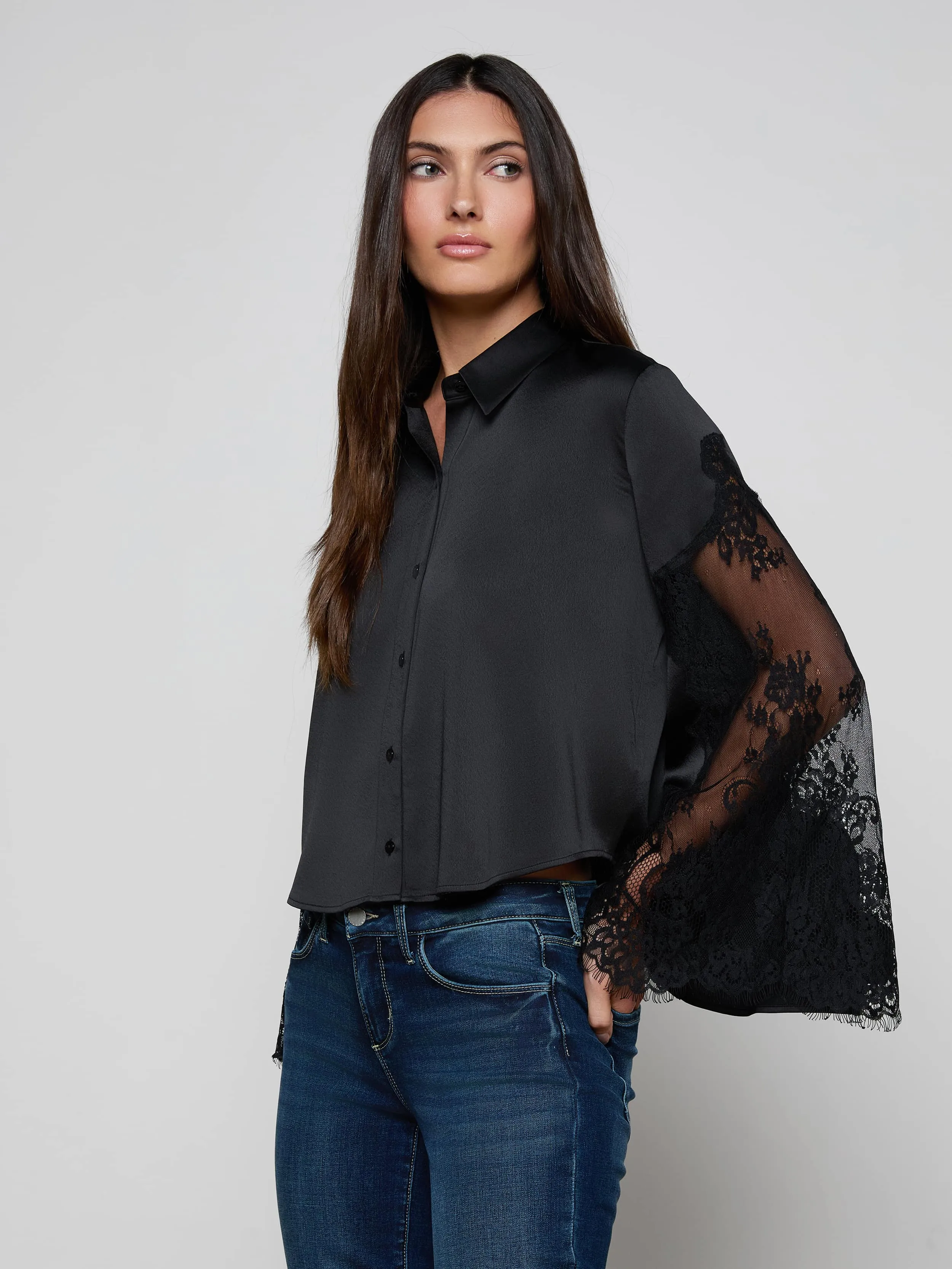 Capri Lace Sleeve Blouse sold by L'AGENCE product image thumbnail 2