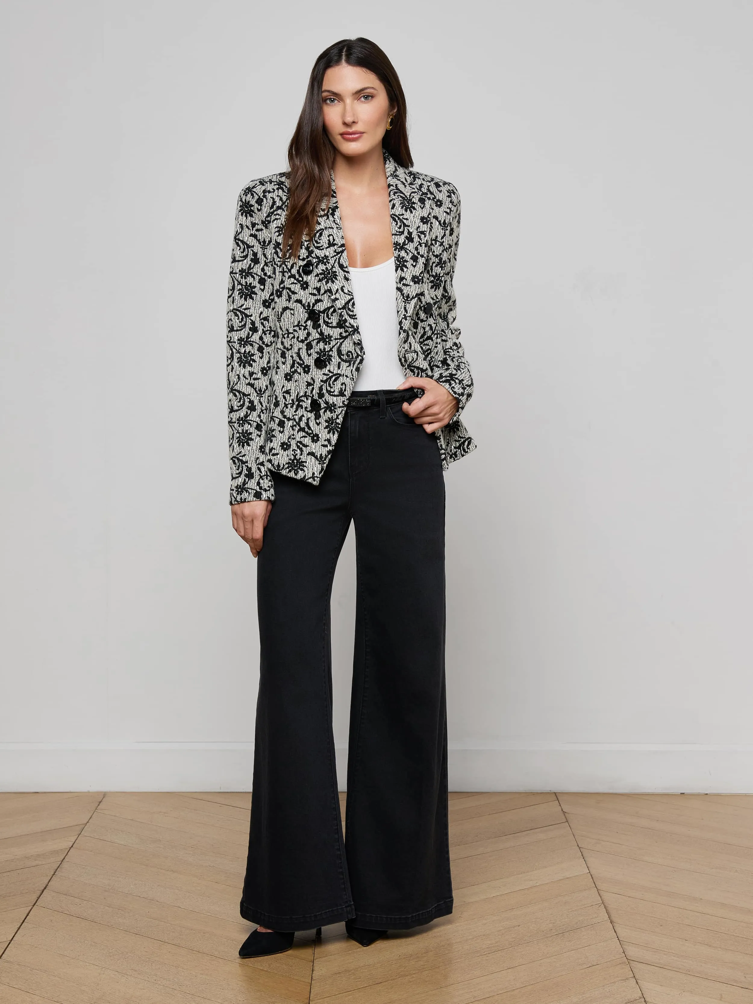 Bethany Flocked Tweed Blazer sold by L'AGENCE product image thumbnail 3
