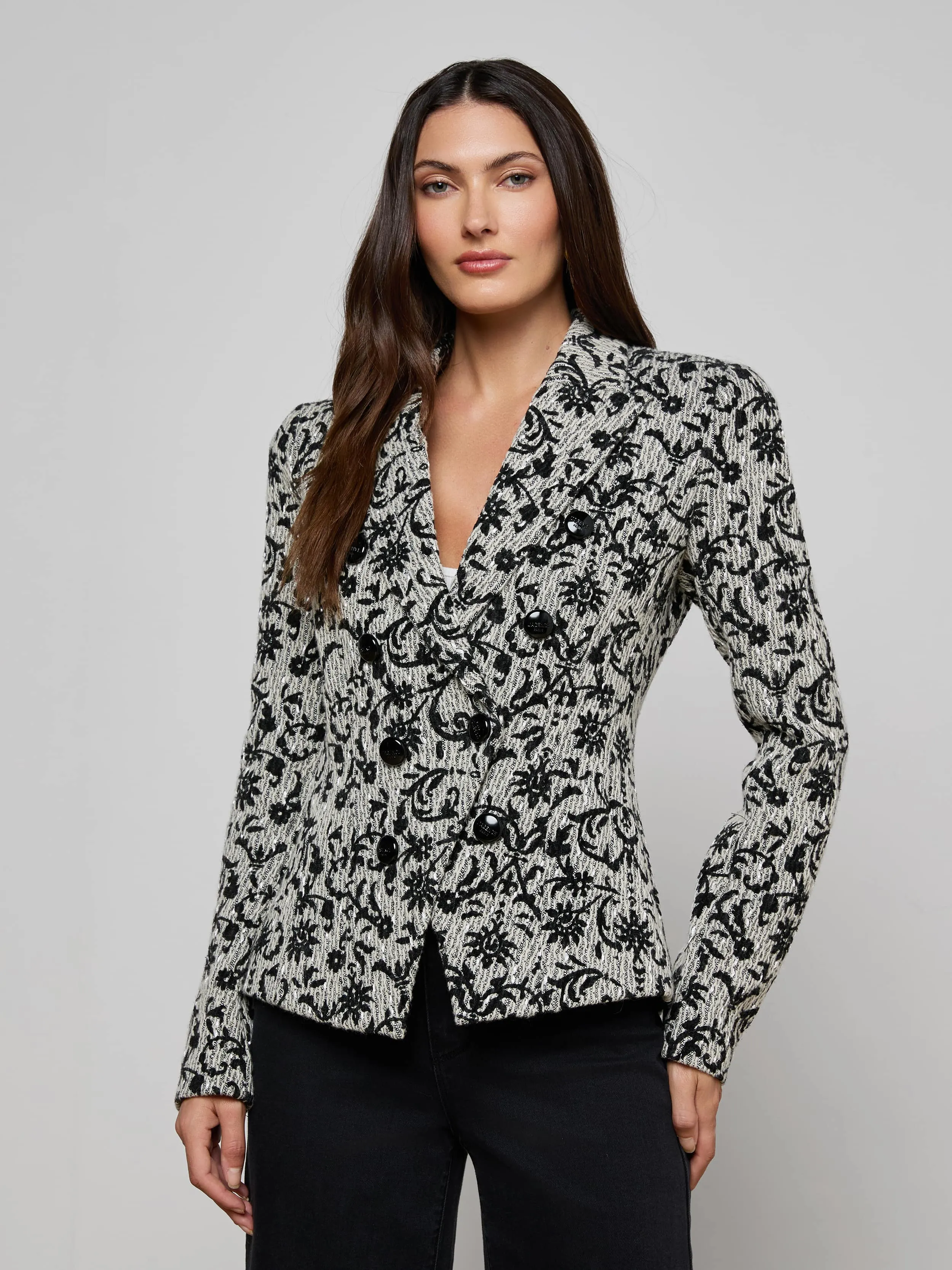 Bethany Flocked Tweed Blazer sold by L'AGENCE