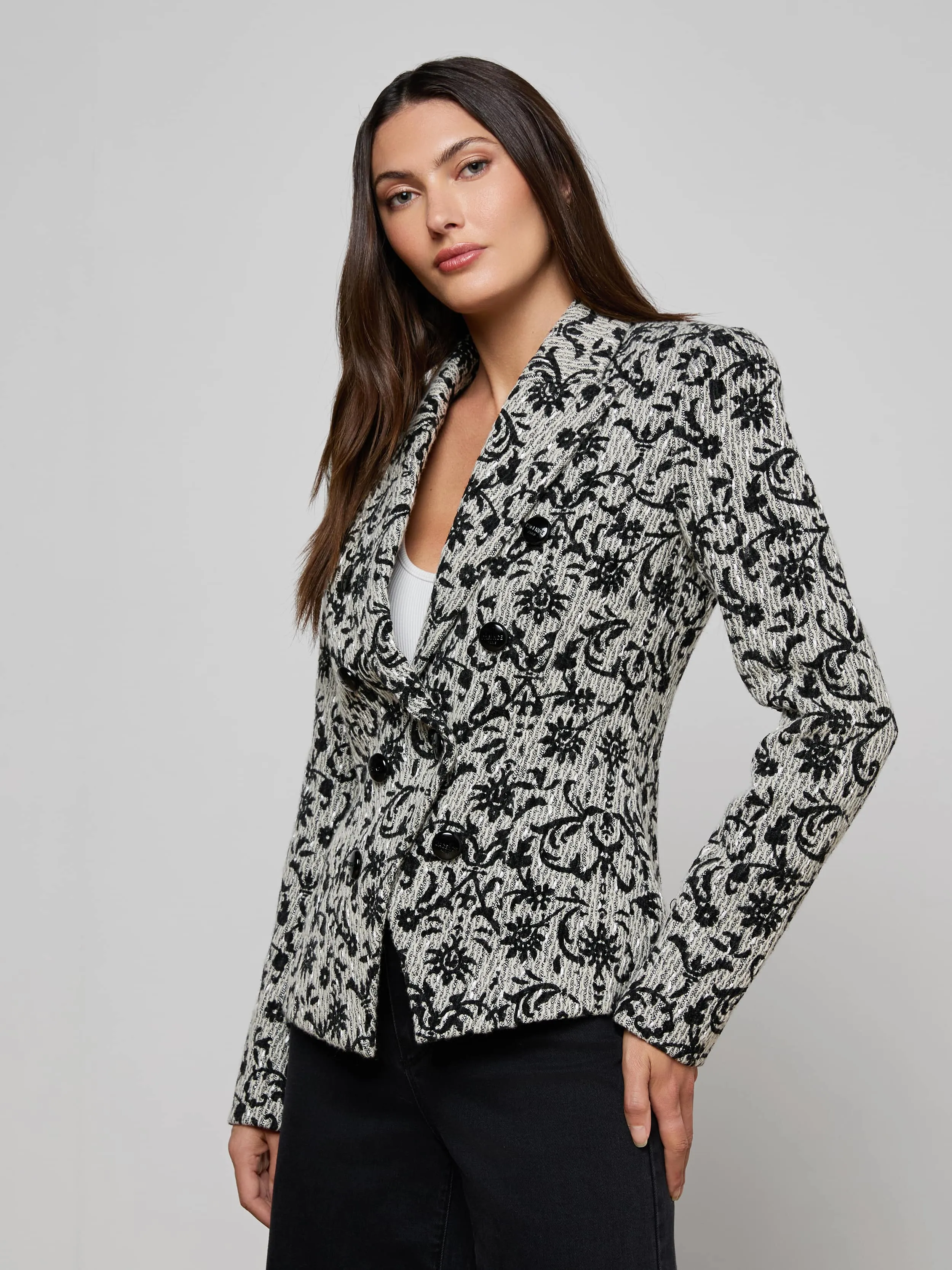Bethany Flocked Tweed Blazer sold by L'AGENCE product image thumbnail 2