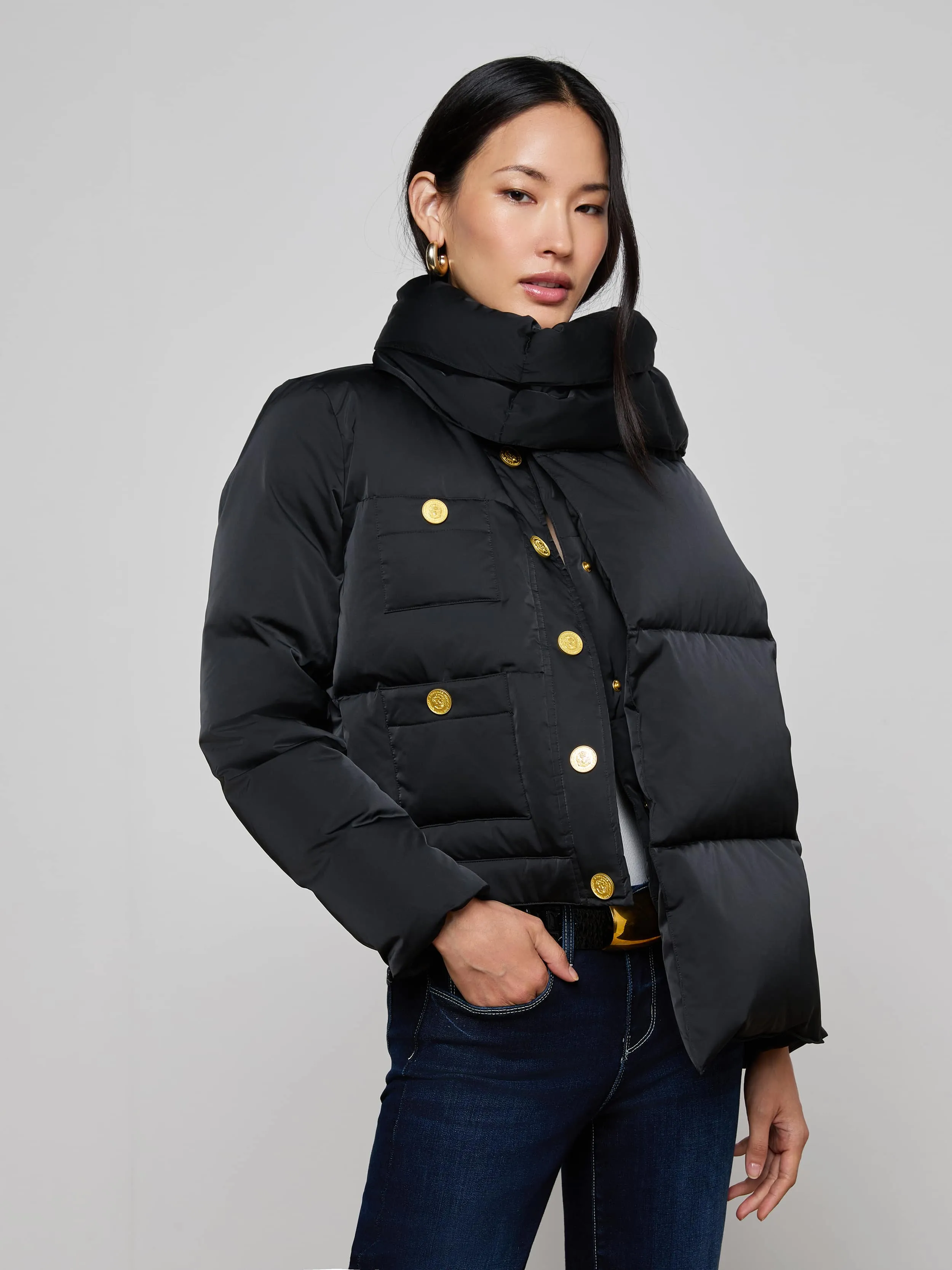 Juana Scarf Puffer Jacket sold by L'AGENCE product image thumbnail 4
