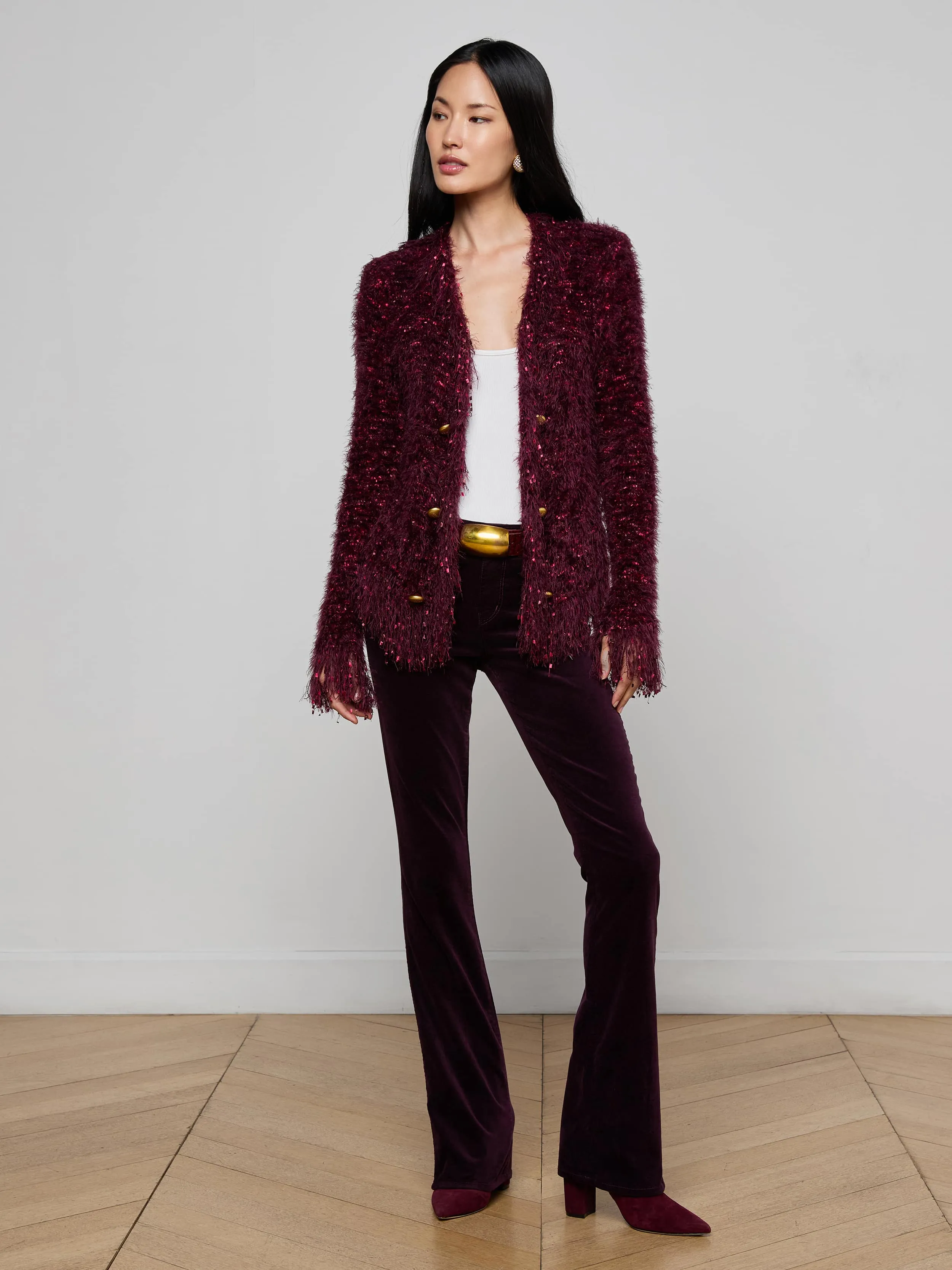 Azure Fringe Cardigan Blazer sold by L'AGENCE product image thumbnail 4