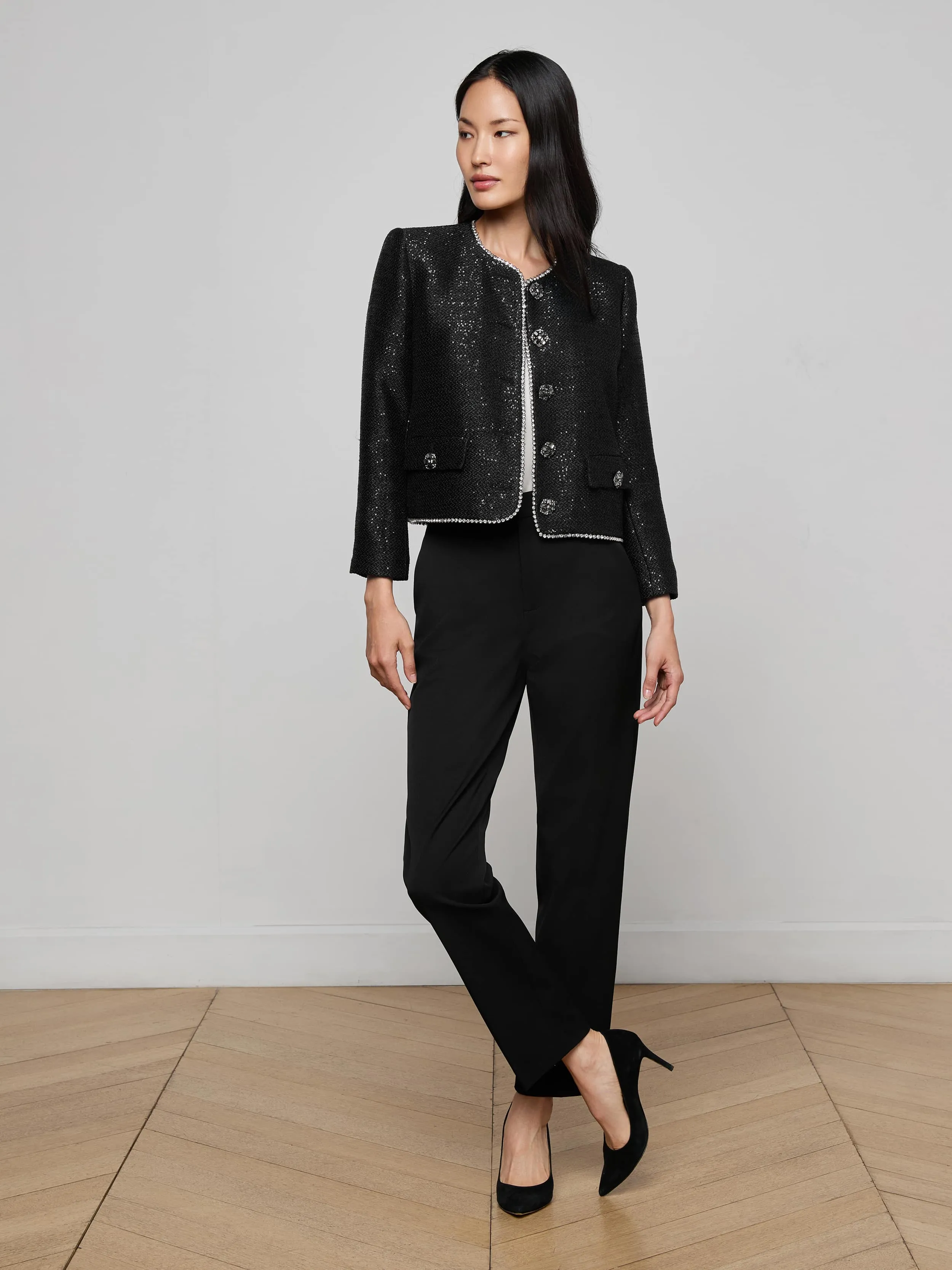 Zell Sequined Tweed Jacket sold by L'AGENCE product image thumbnail 3
