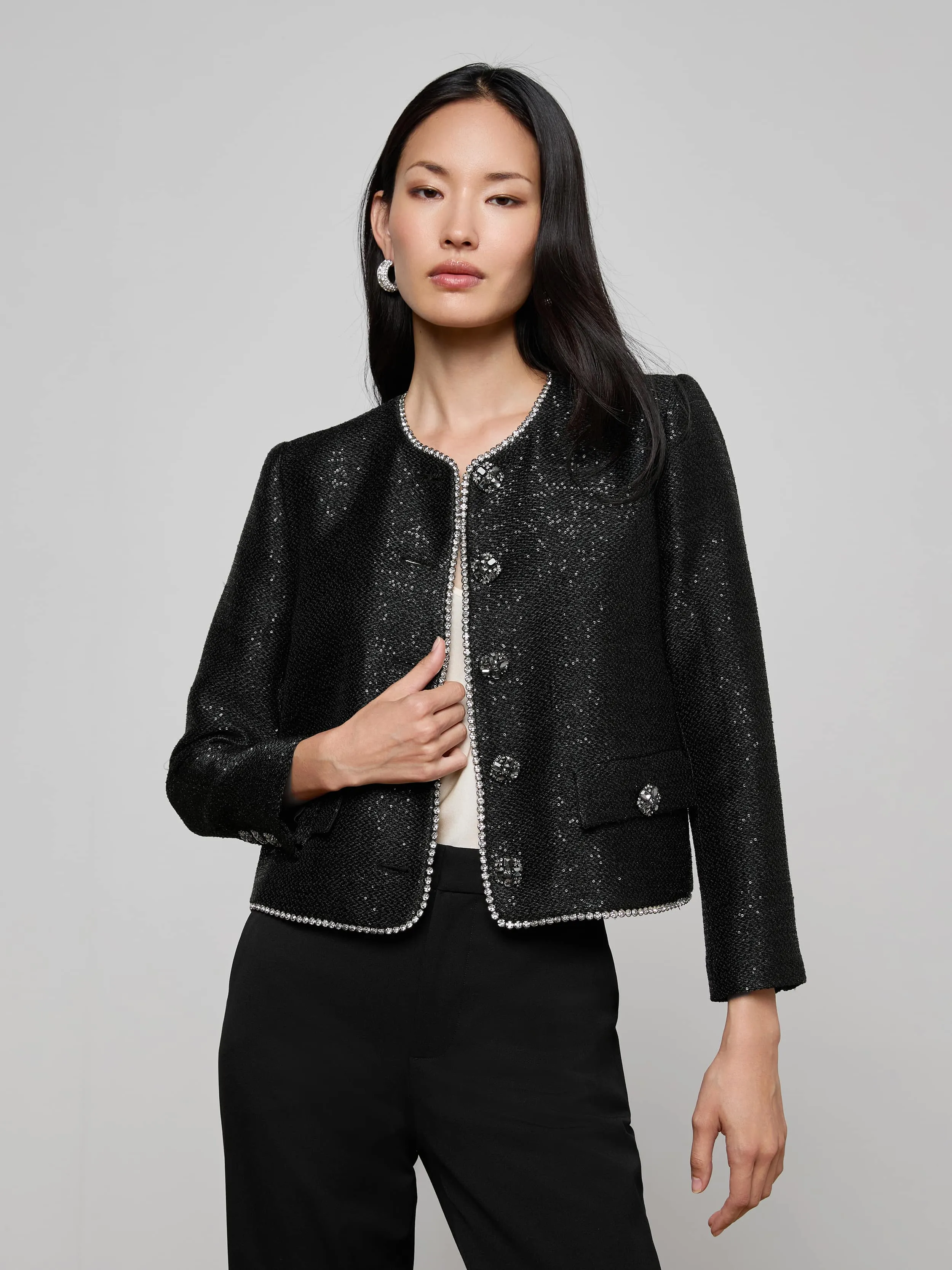 Zell Sequined Tweed Jacket sold by L'AGENCE